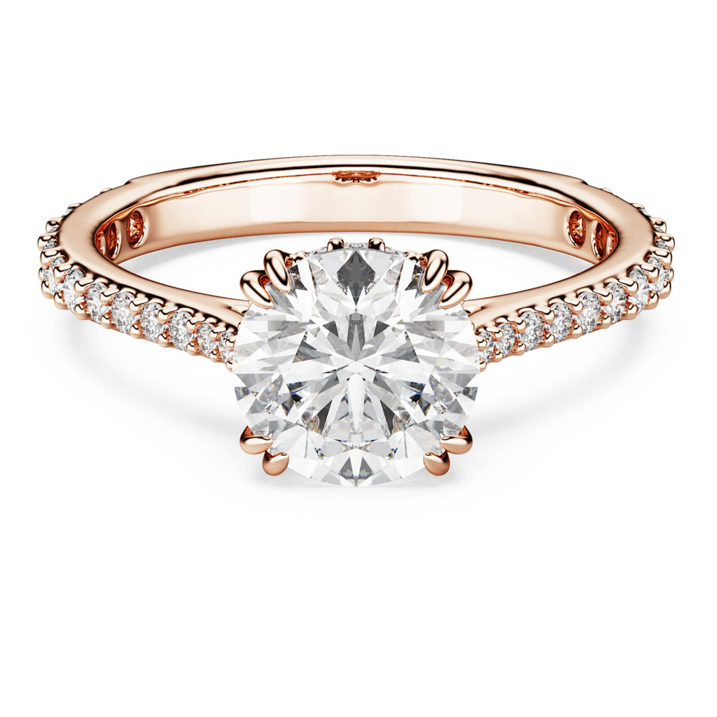 Swarovski Stilla cocktail ring Round cut, Pavé, White, 18K rose gold finish