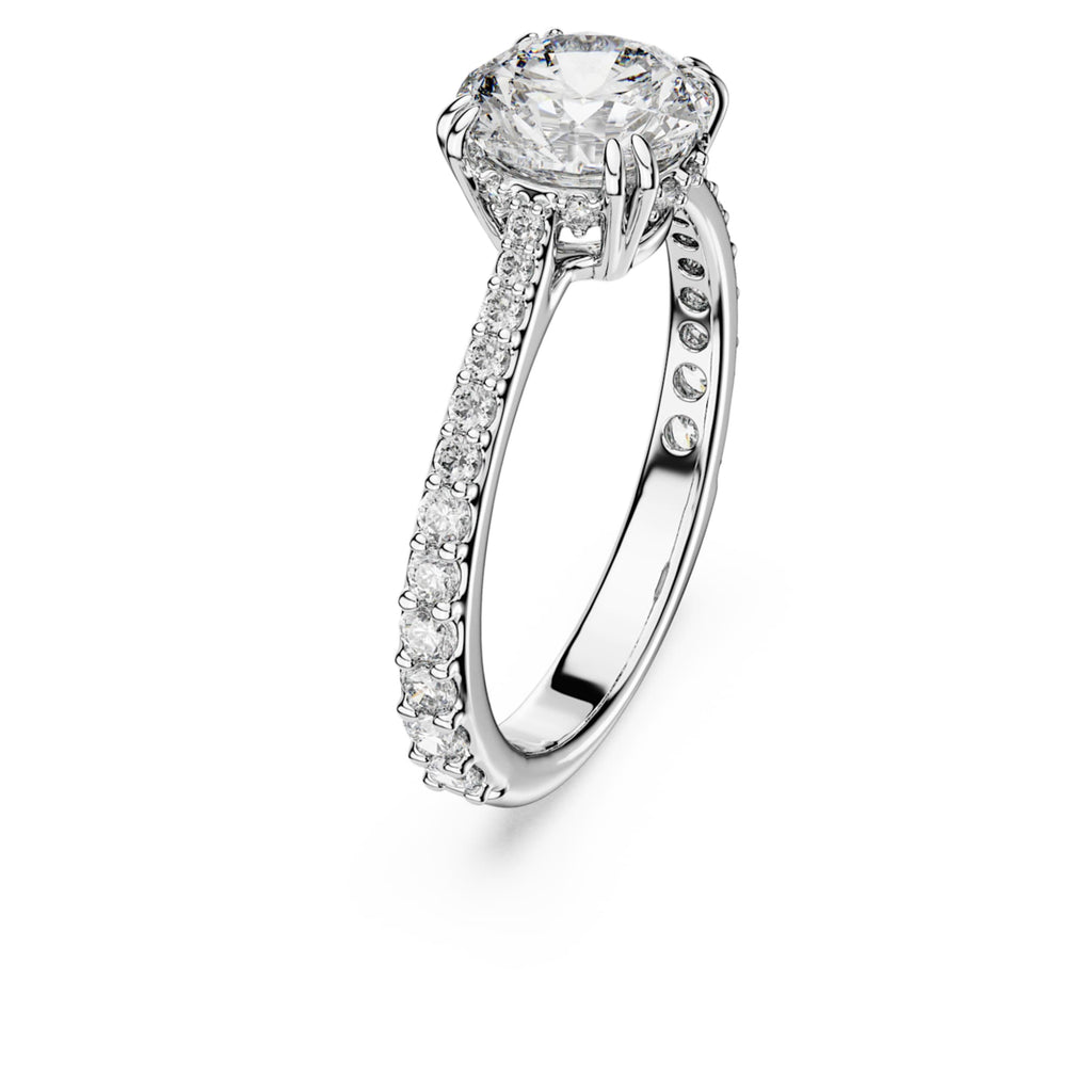 Swarovski Stilla cocktail ring Round cut, Pavé, White, Silver-tone finish
