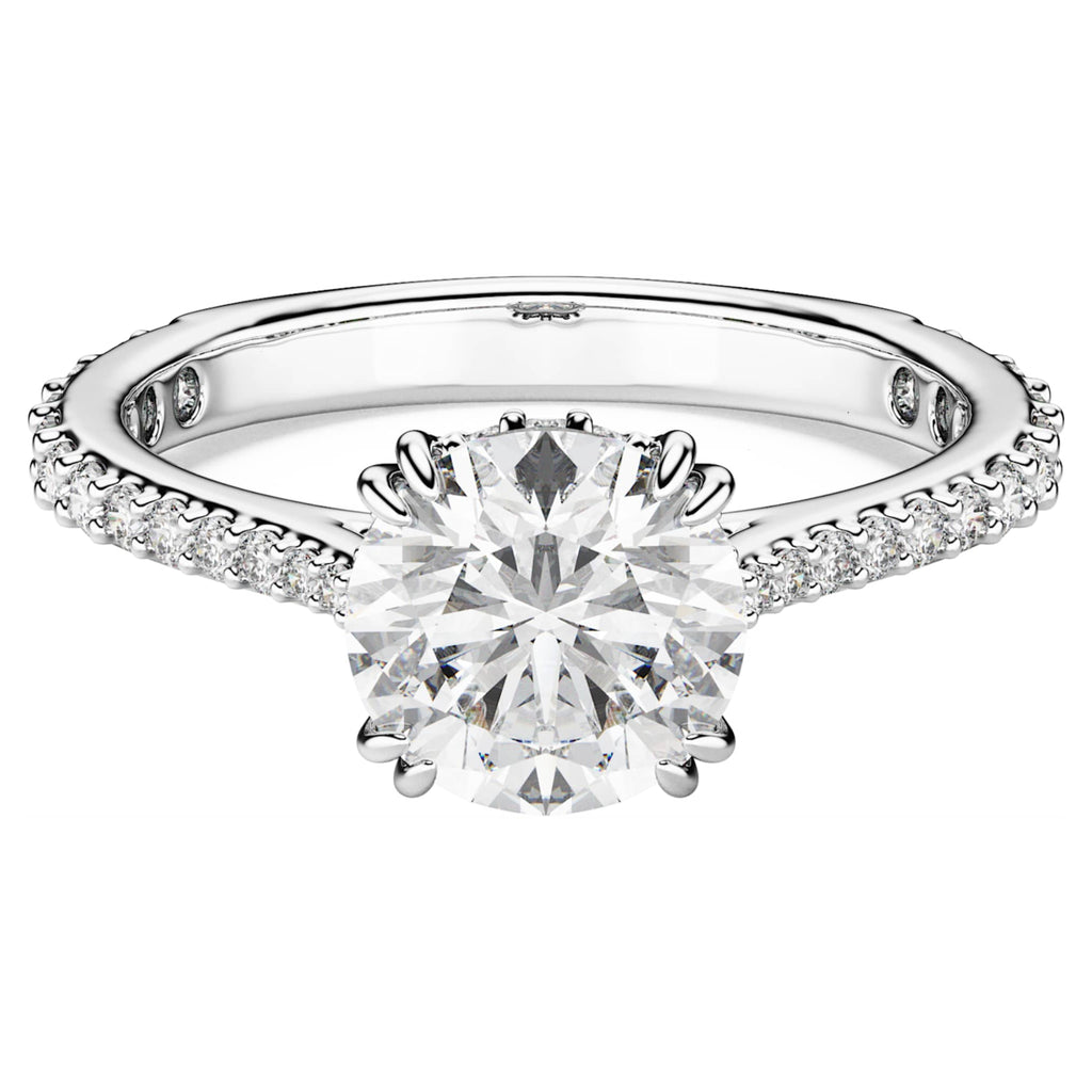 Swarovski Stilla cocktail ring Round cut, Pavé, White, Silver-tone finish