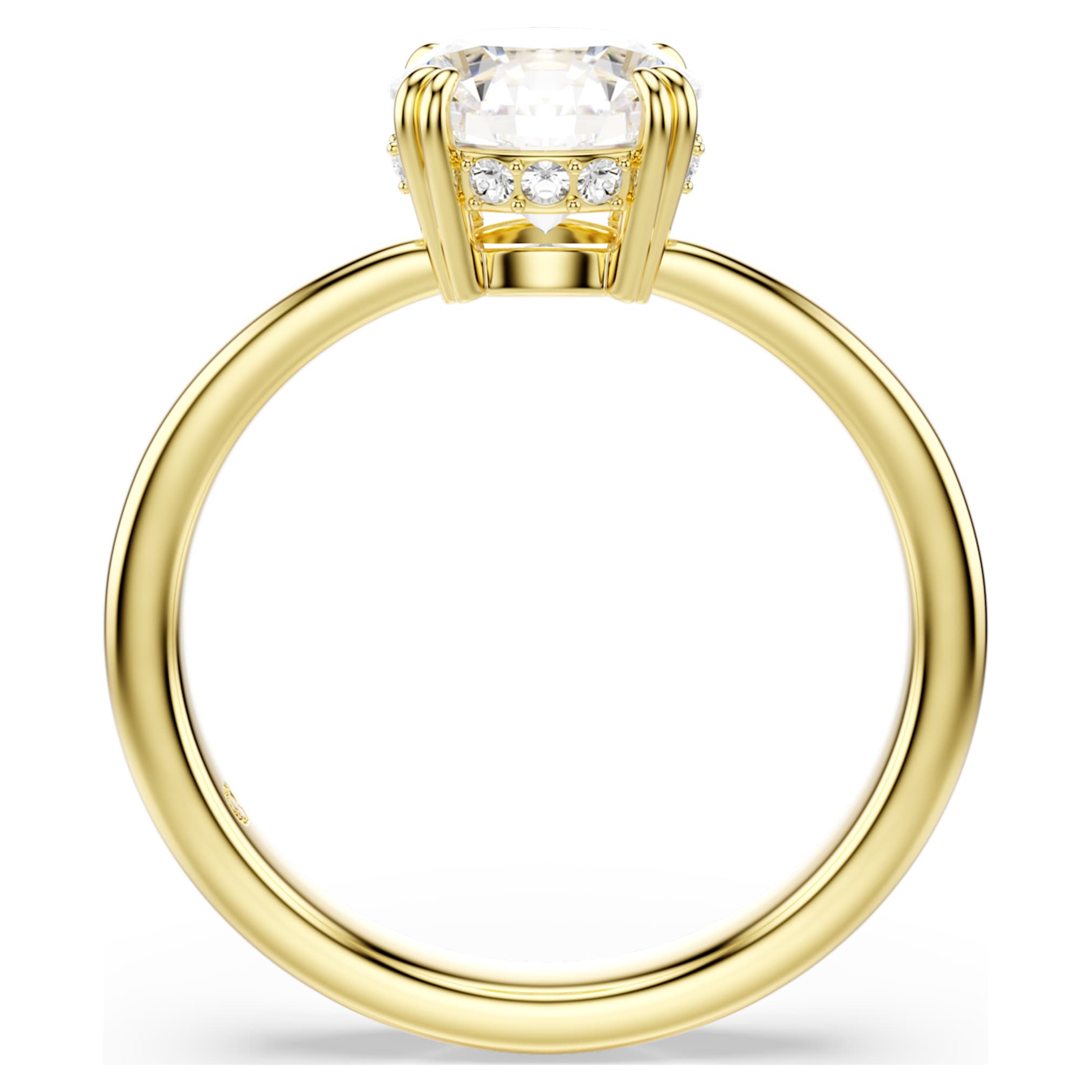 Swarovski Stilla cocktail ring Round cut, White, 18K gold finish