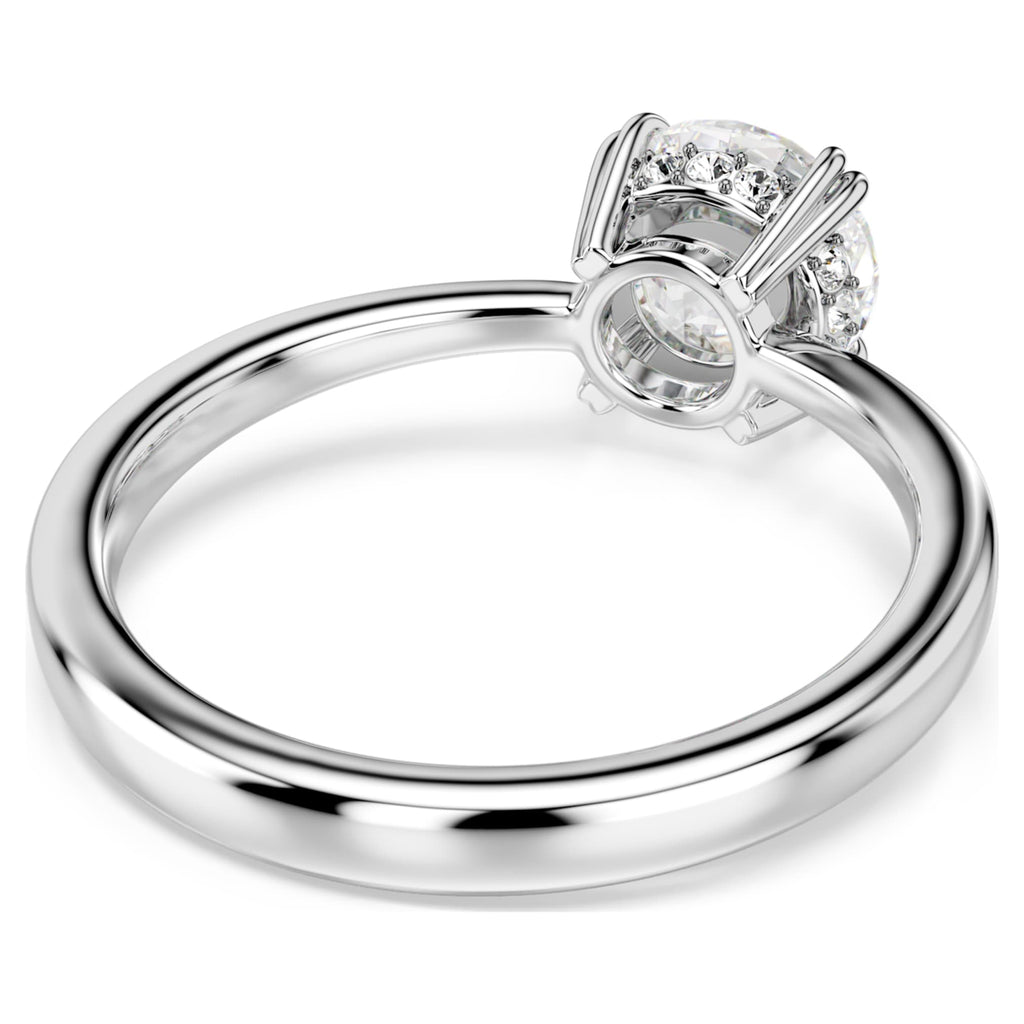 Swarovski Stilla cocktail ring Round cut, White, Silver-tone finish