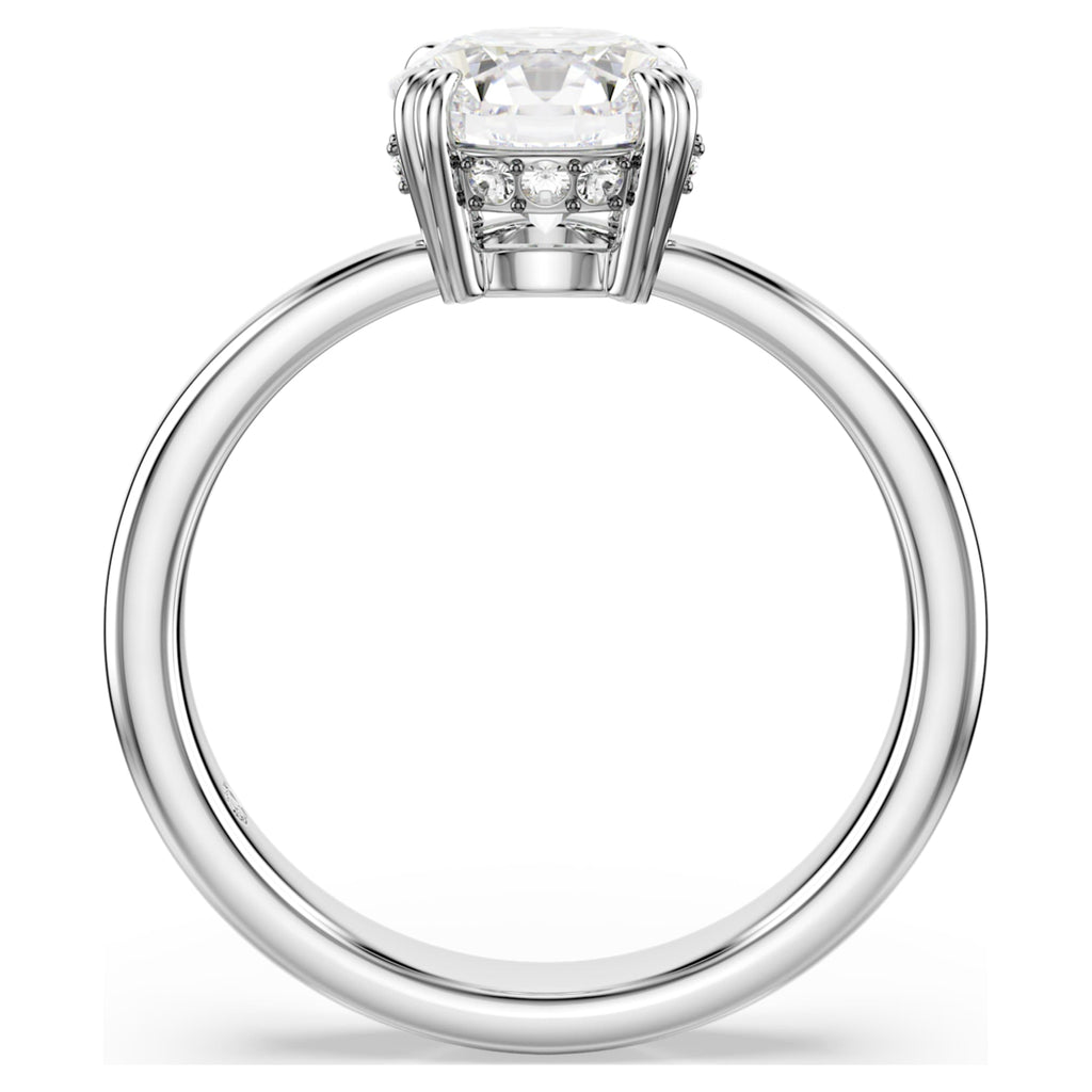 Swarovski Stilla cocktail ring Round cut, White, Silver-tone finish