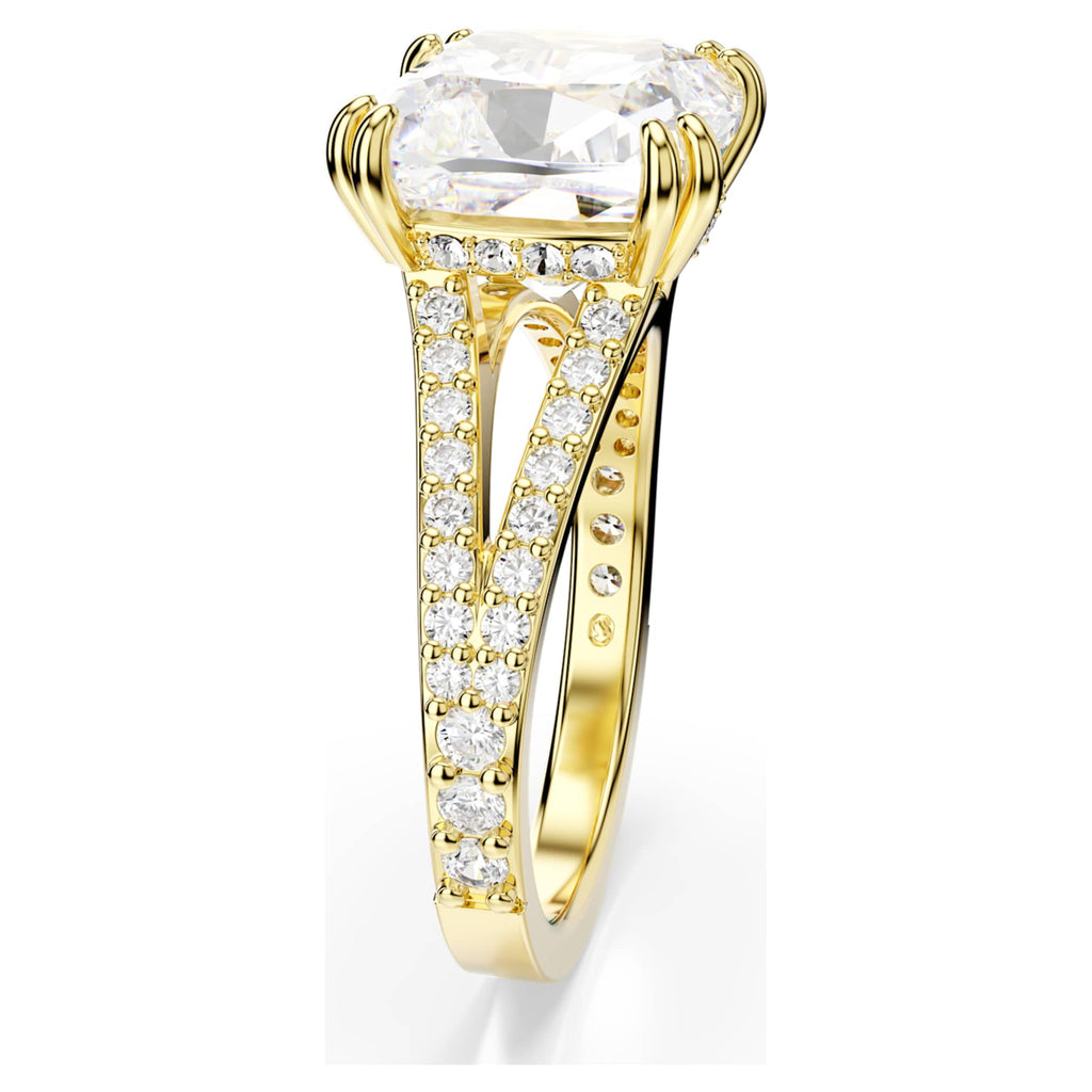 Swarovski Stilla cocktail ring Square cut, Pavé, White, 18K gold finish