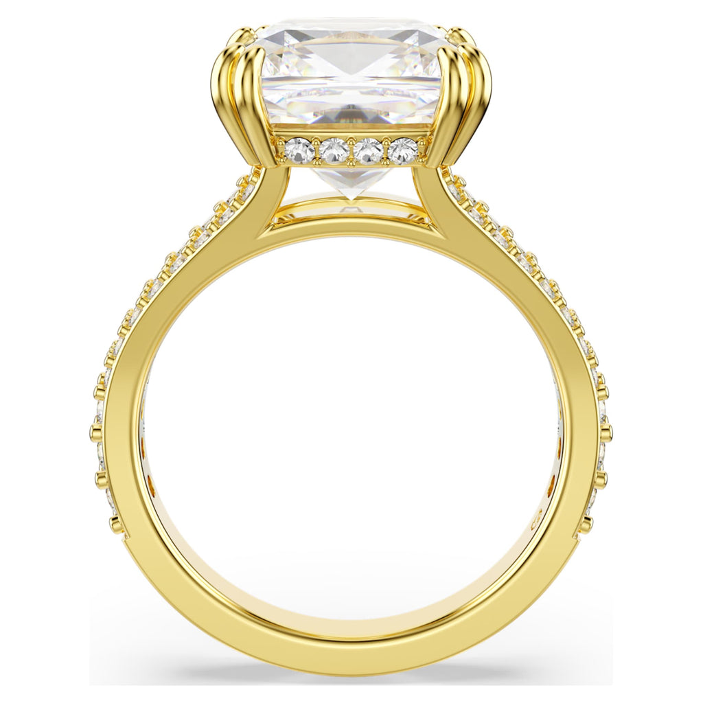 Swarovski Stilla cocktail ring Square cut, Pavé, White, 18K gold finish