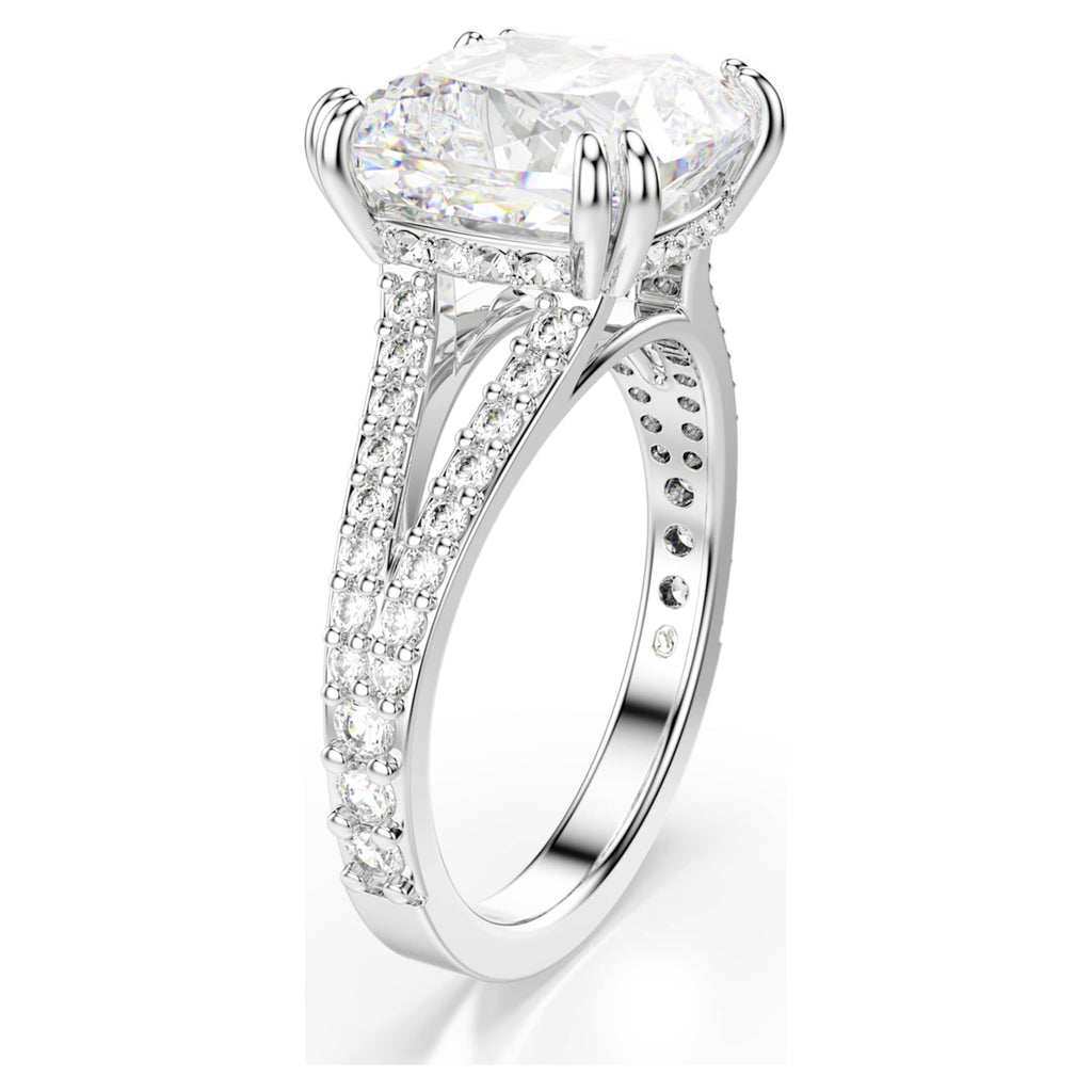 Swarovski Stilla cocktail ring Square cut, Pavé, White, Rhodium plated
