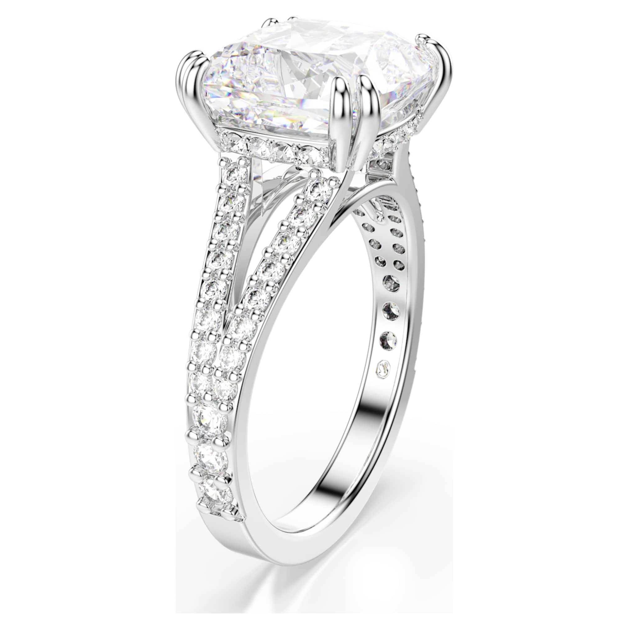Swarovski Stilla cocktail ring Square cut, Pavé, White, Rhodium plated