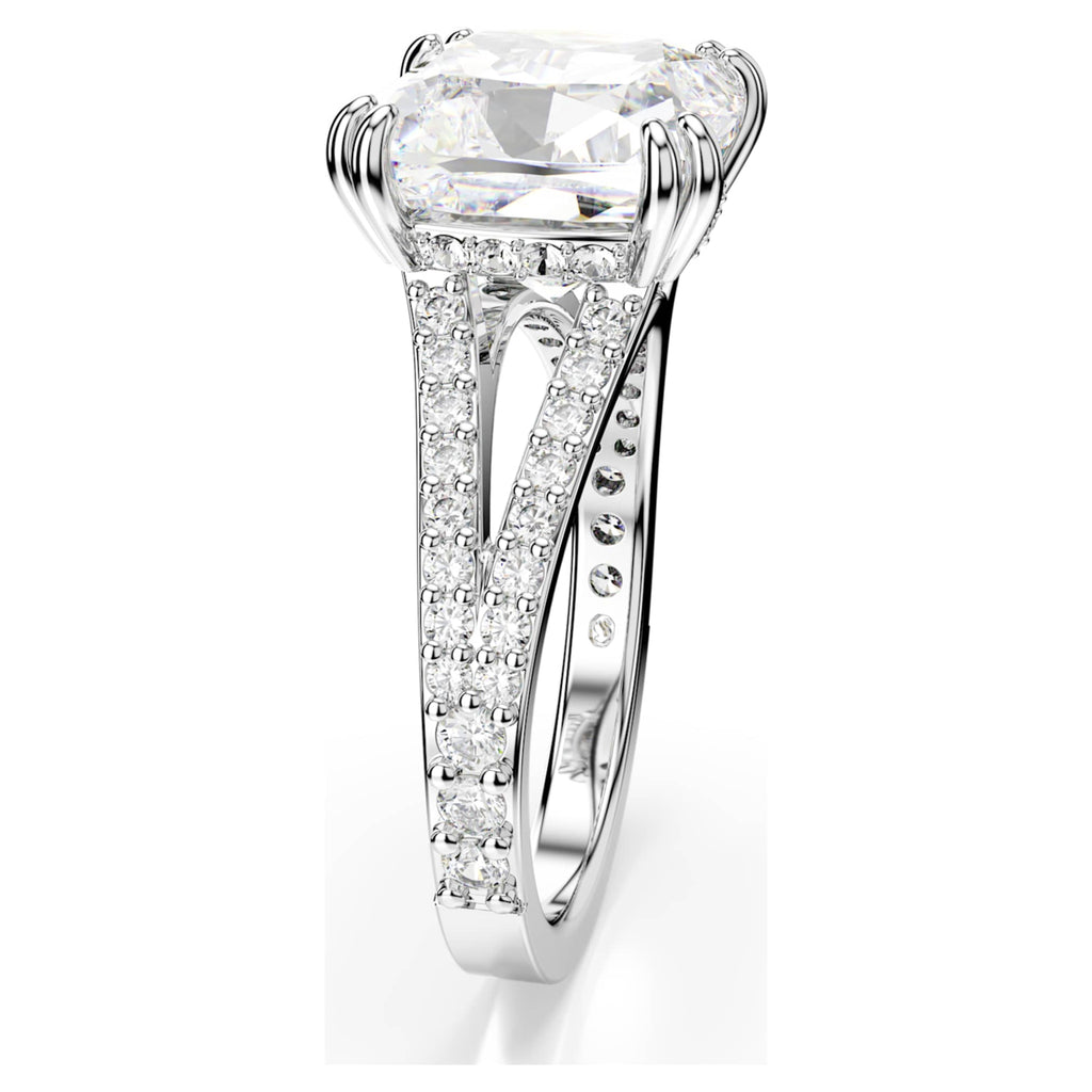 Swarovski Stilla cocktail ring Square cut, Pavé, White, Rhodium plated