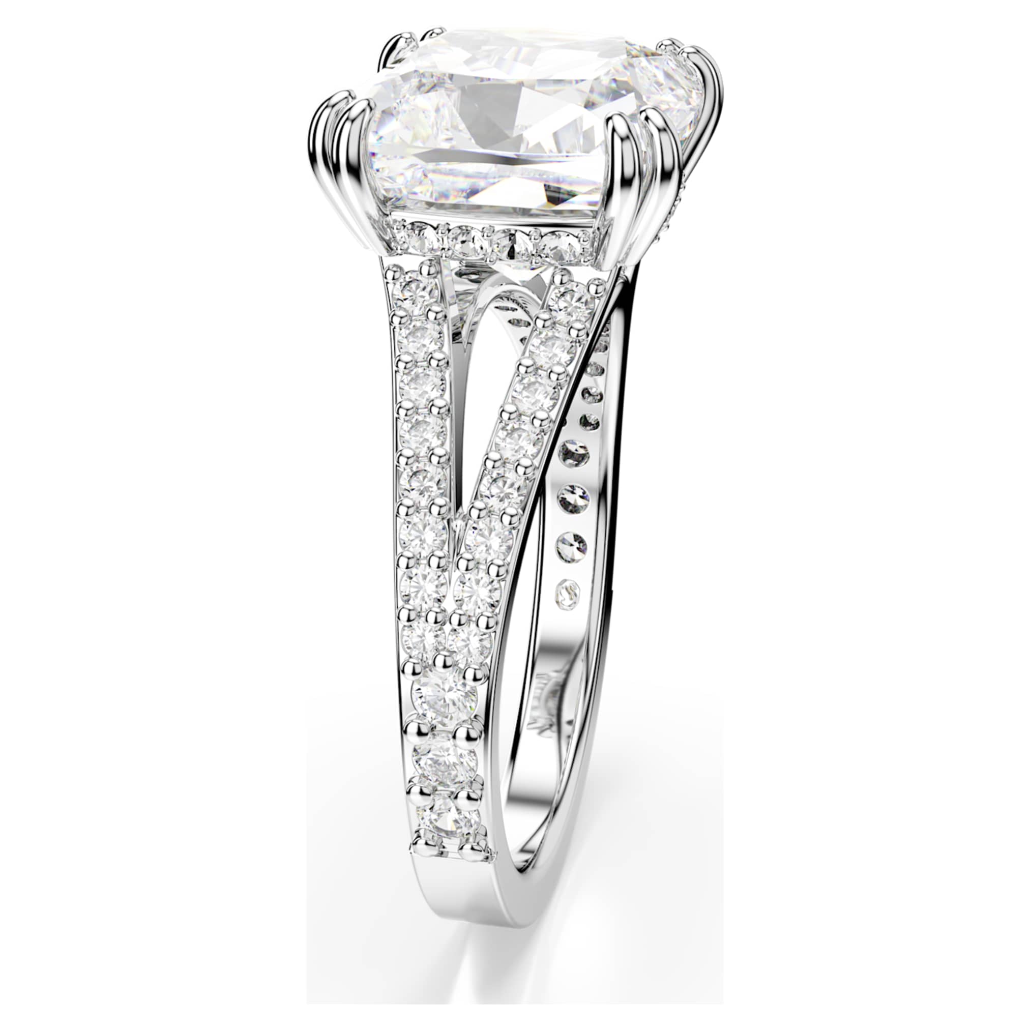 Swarovski Stilla cocktail ring Square cut, Pavé, White, Rhodium plated