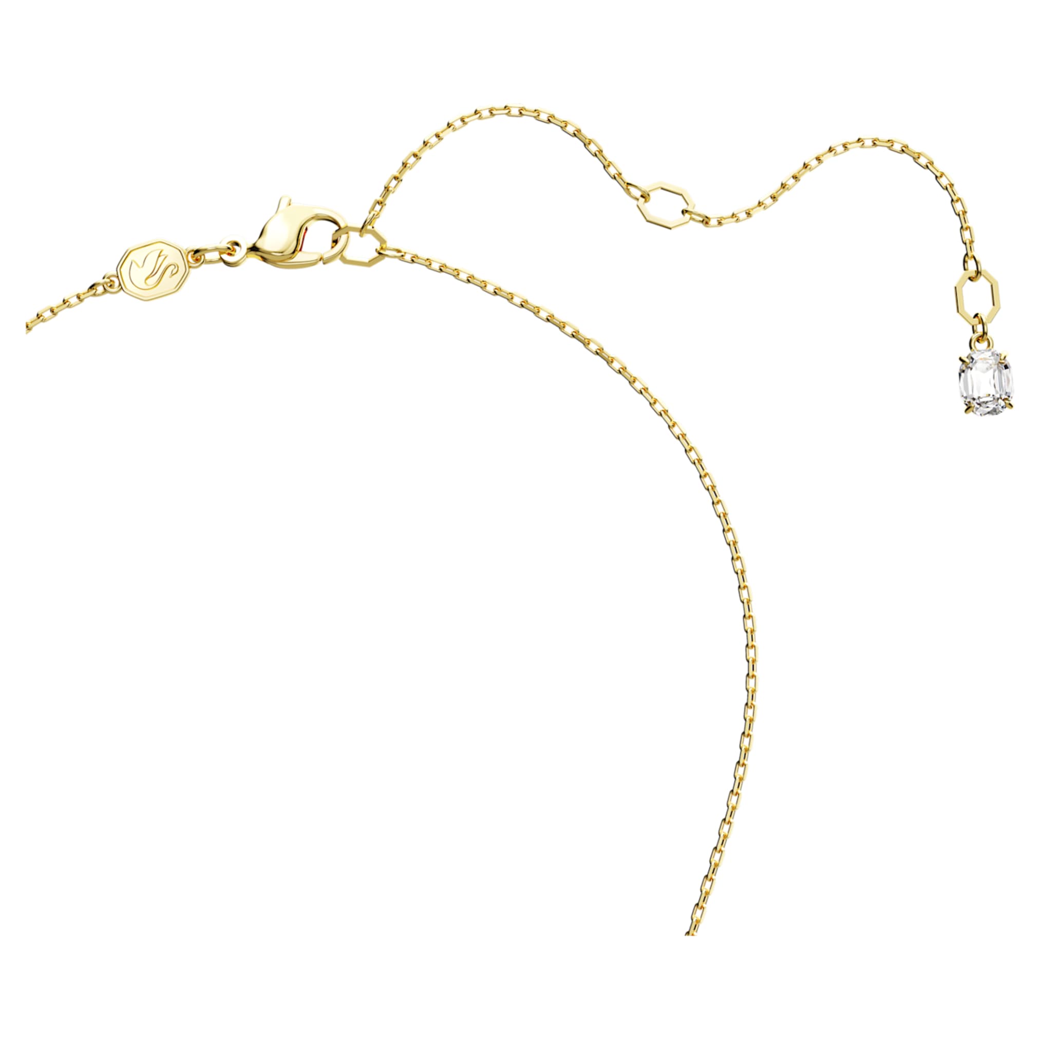 Swarovski Stilla pendant Rectangular cut, Green, 18K gold finish