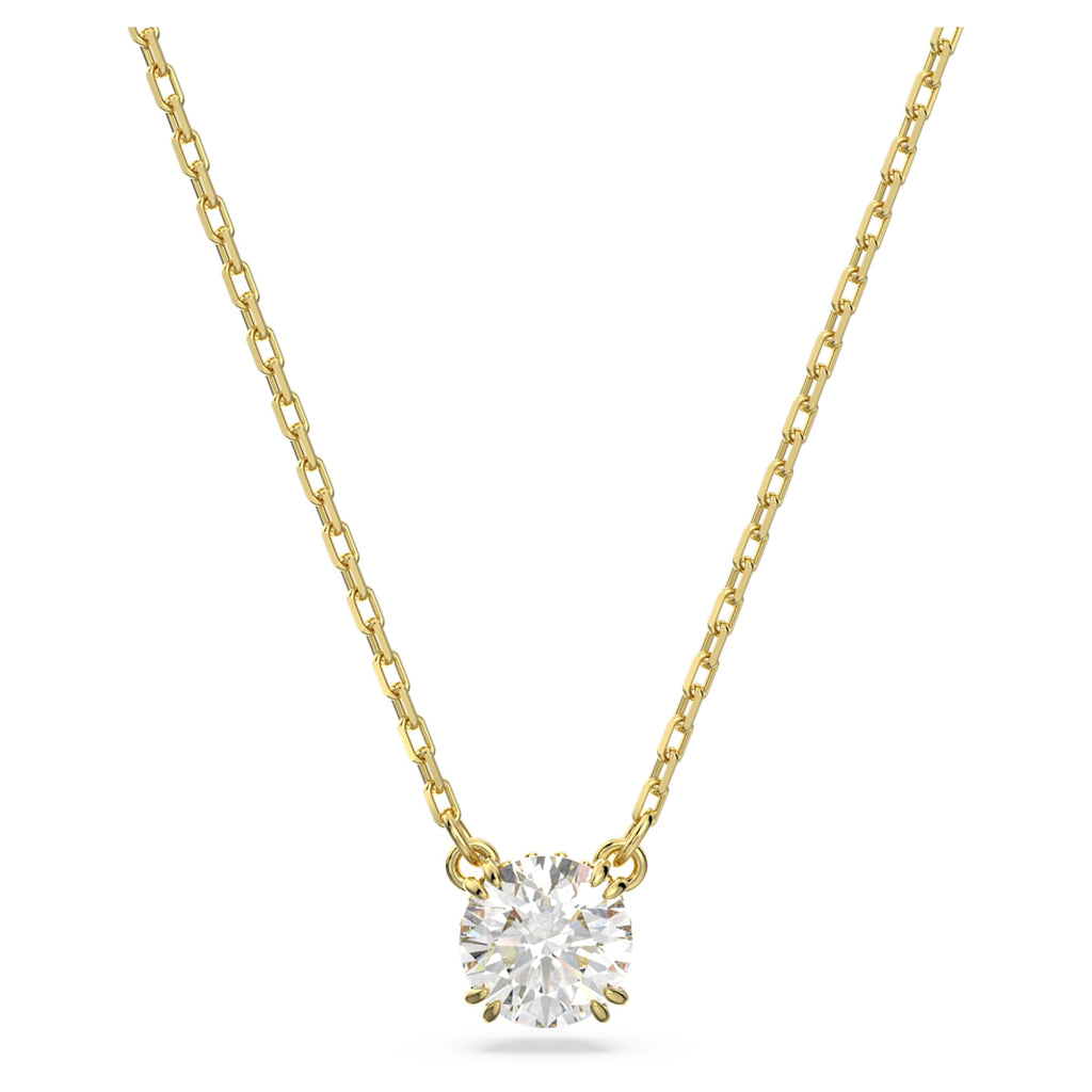 Swarovski Stilla pendant Round cut, White, 18K gold finish