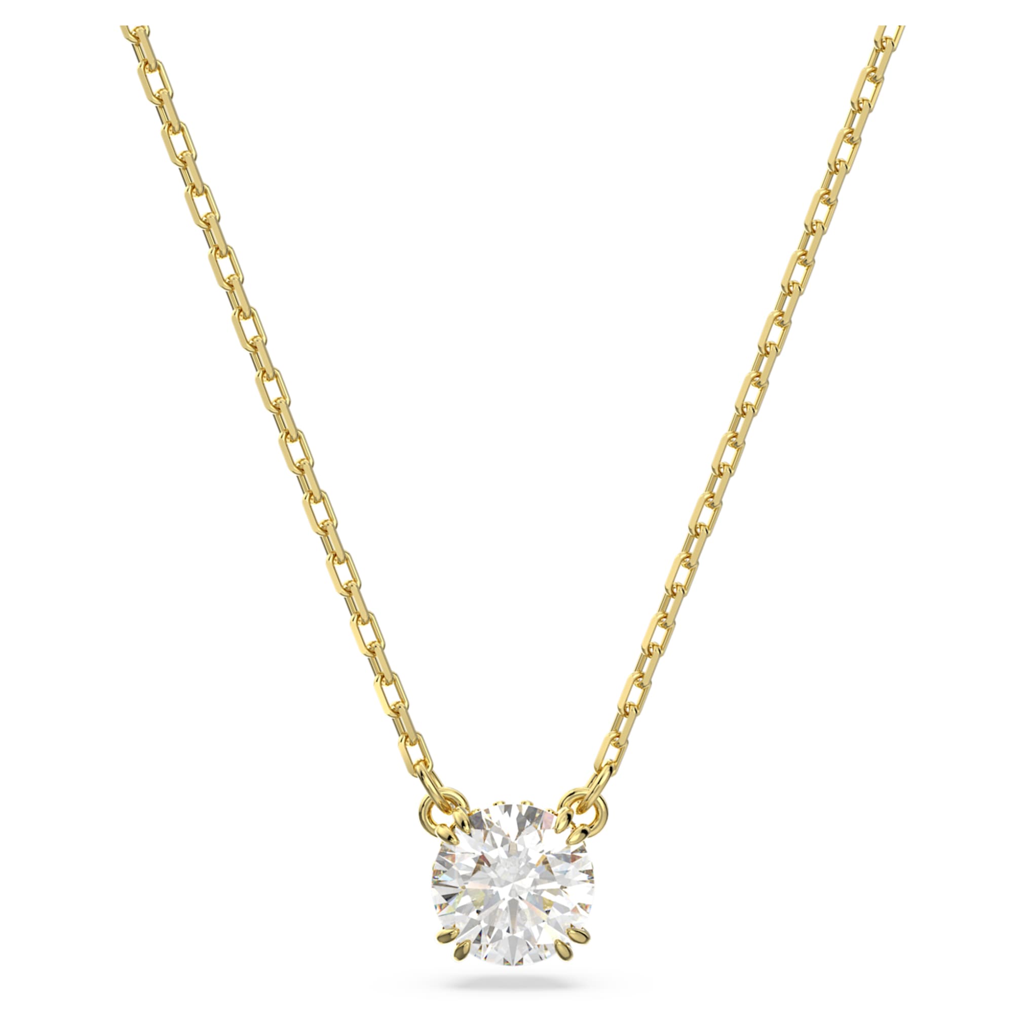 Swarovski Stilla pendant Round cut, White, 18K gold finish