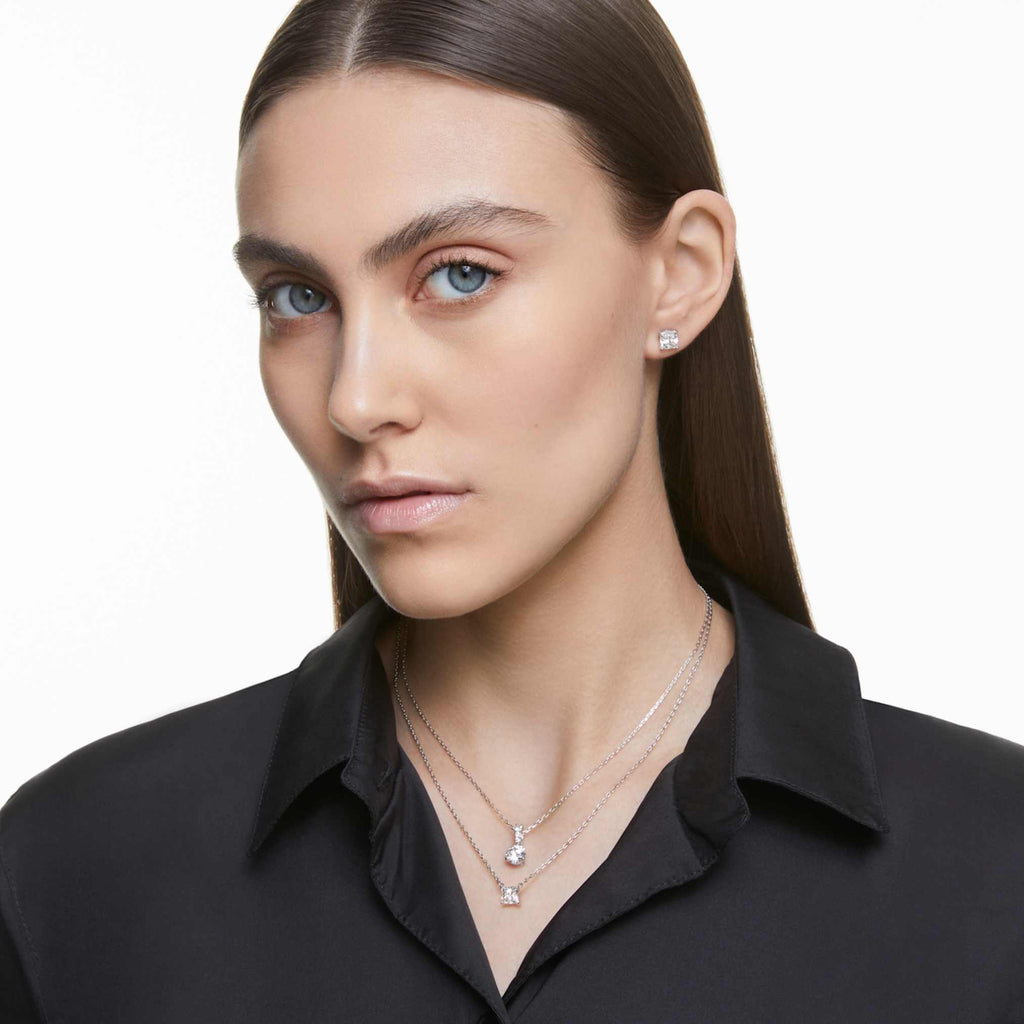 Swarovski Stilla pendant Round cut, White, Rhodium plated