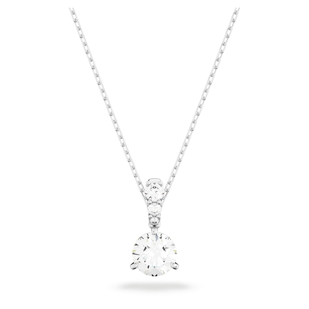 Swarovski Stilla pendant Round cut, White, Rhodium plated