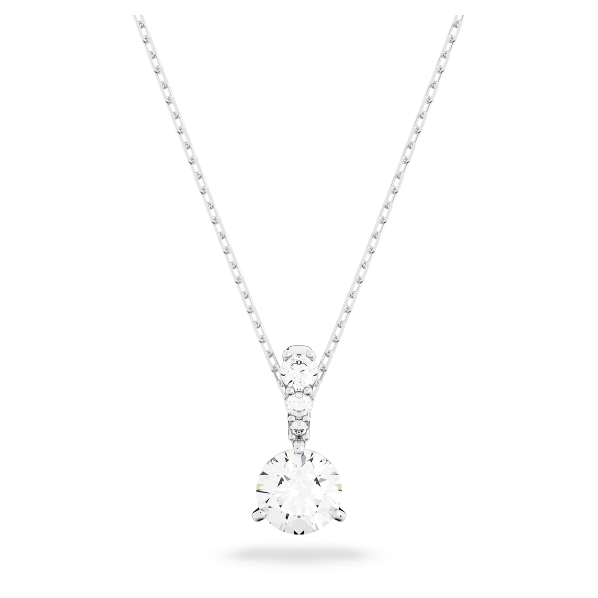 Swarovski Stilla pendant Round cut, White, Rhodium plated