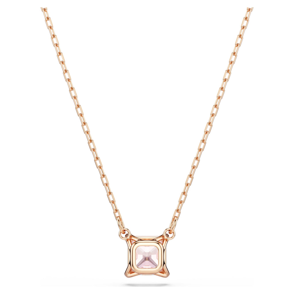 Swarovski Stilla pendant Square cut, Pink, 18K rose gold finish