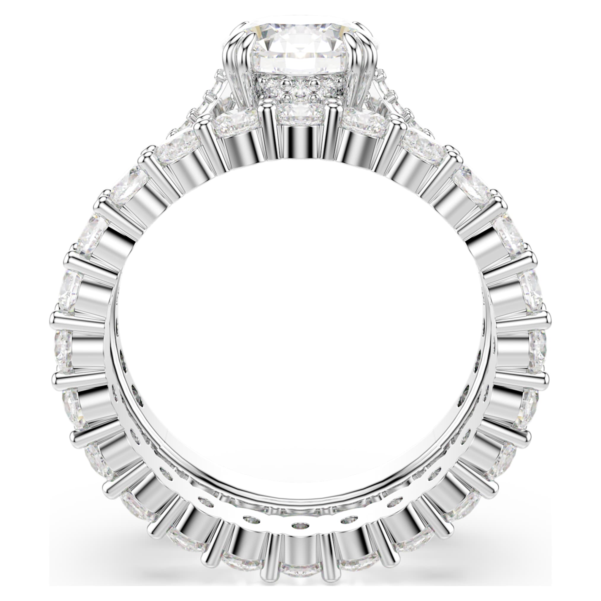 Swarovski Stilla ring Set (2), Round cut, White, Rhodium plated