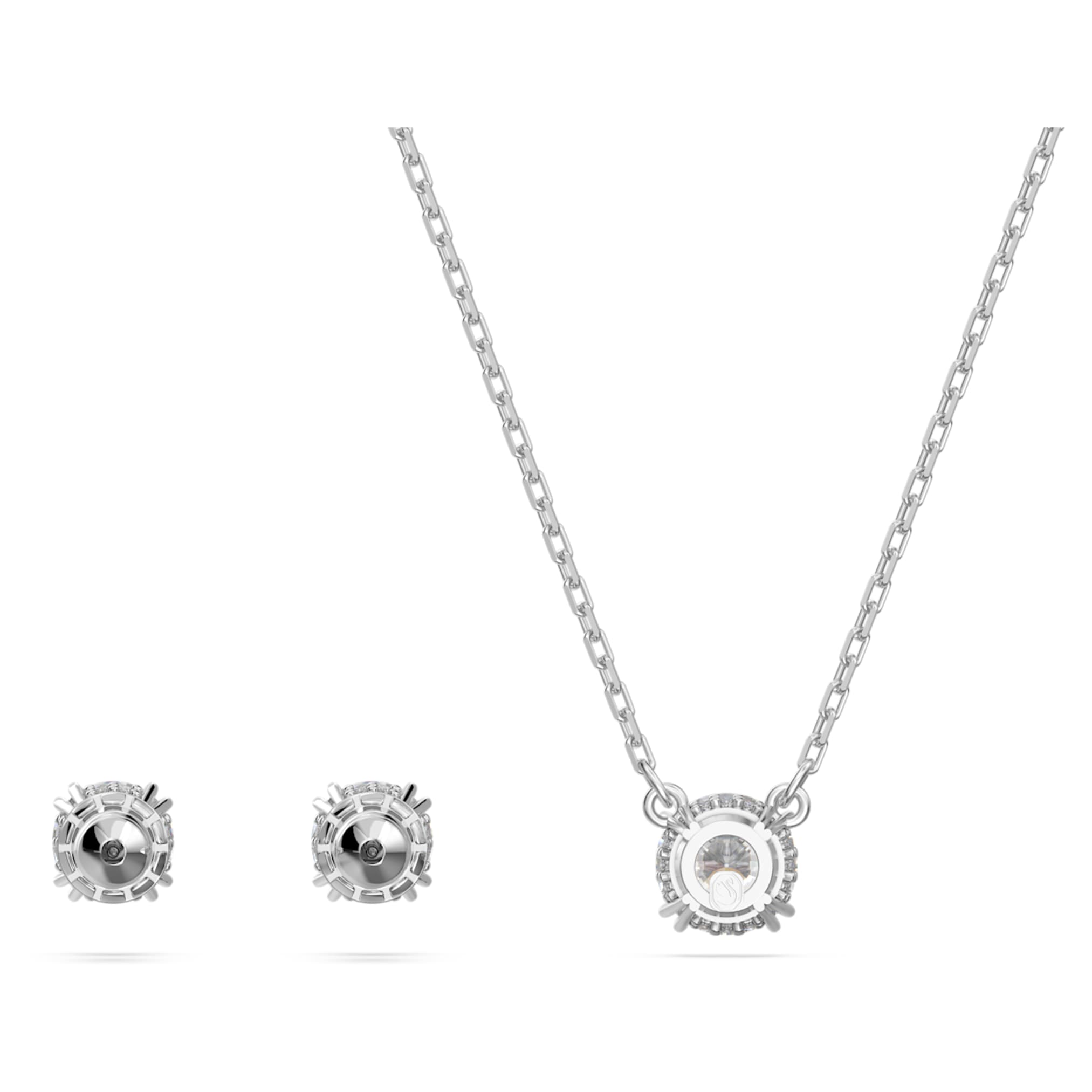 Swarovski Stilla set Round cut, White, Rhodium plated