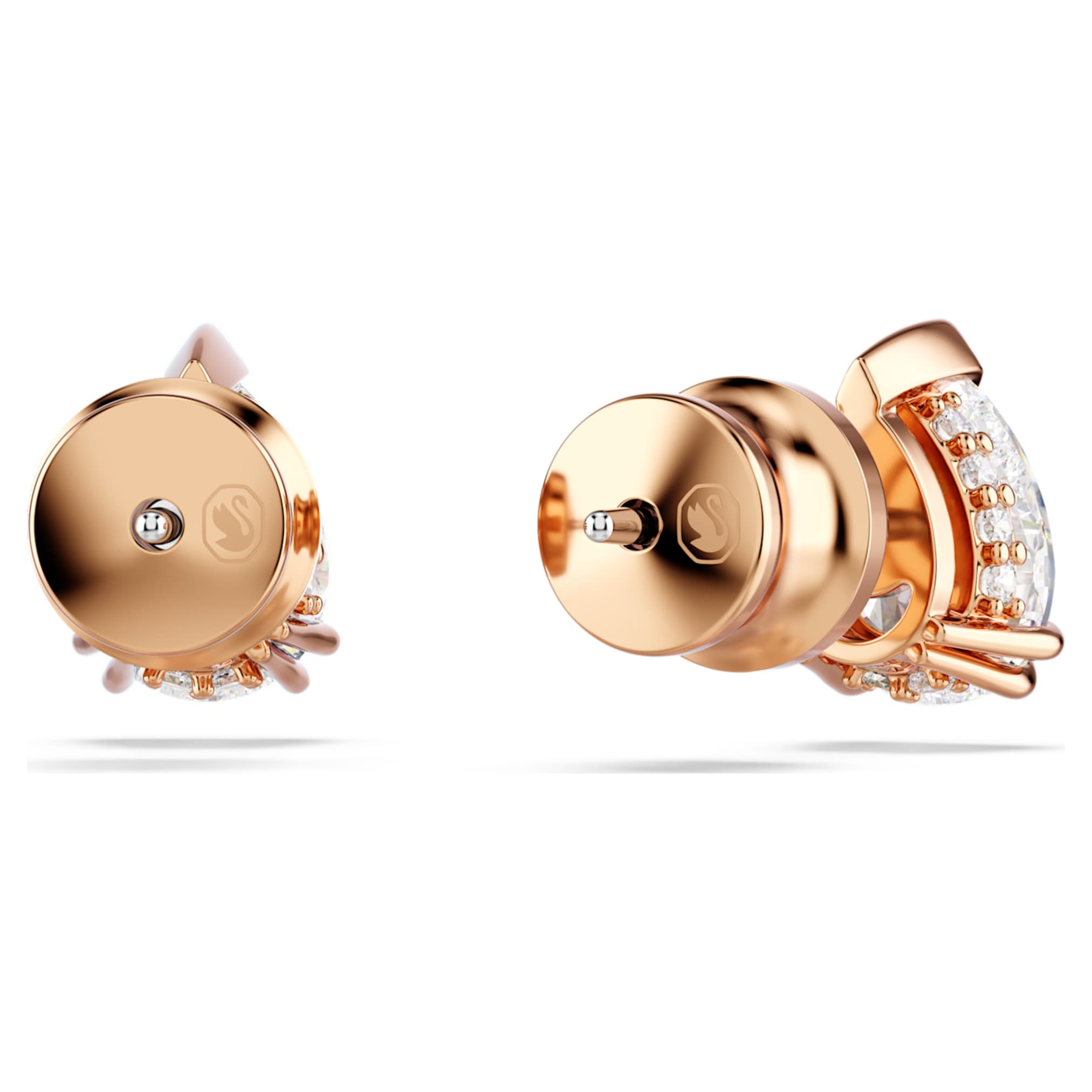 Swarovski Stilla stud earrings Pear cut, White, 18K rose gold finish