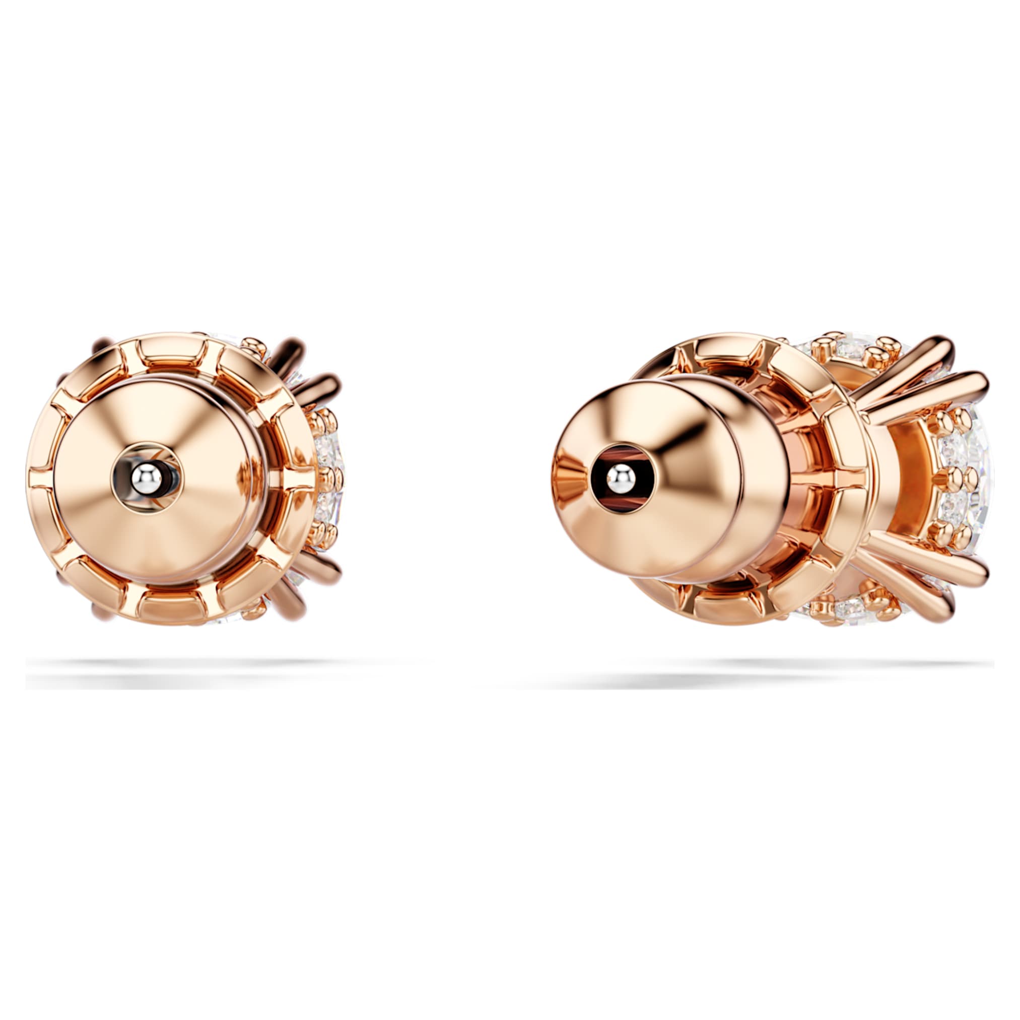 Swarovski Stilla stud earrings Round cut, White, 18K rose gold finish