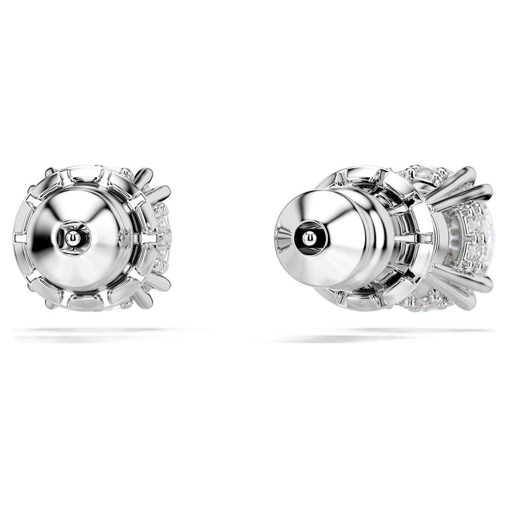 Swarovski Stilla stud earrings Round cut, White, Rhodium plated