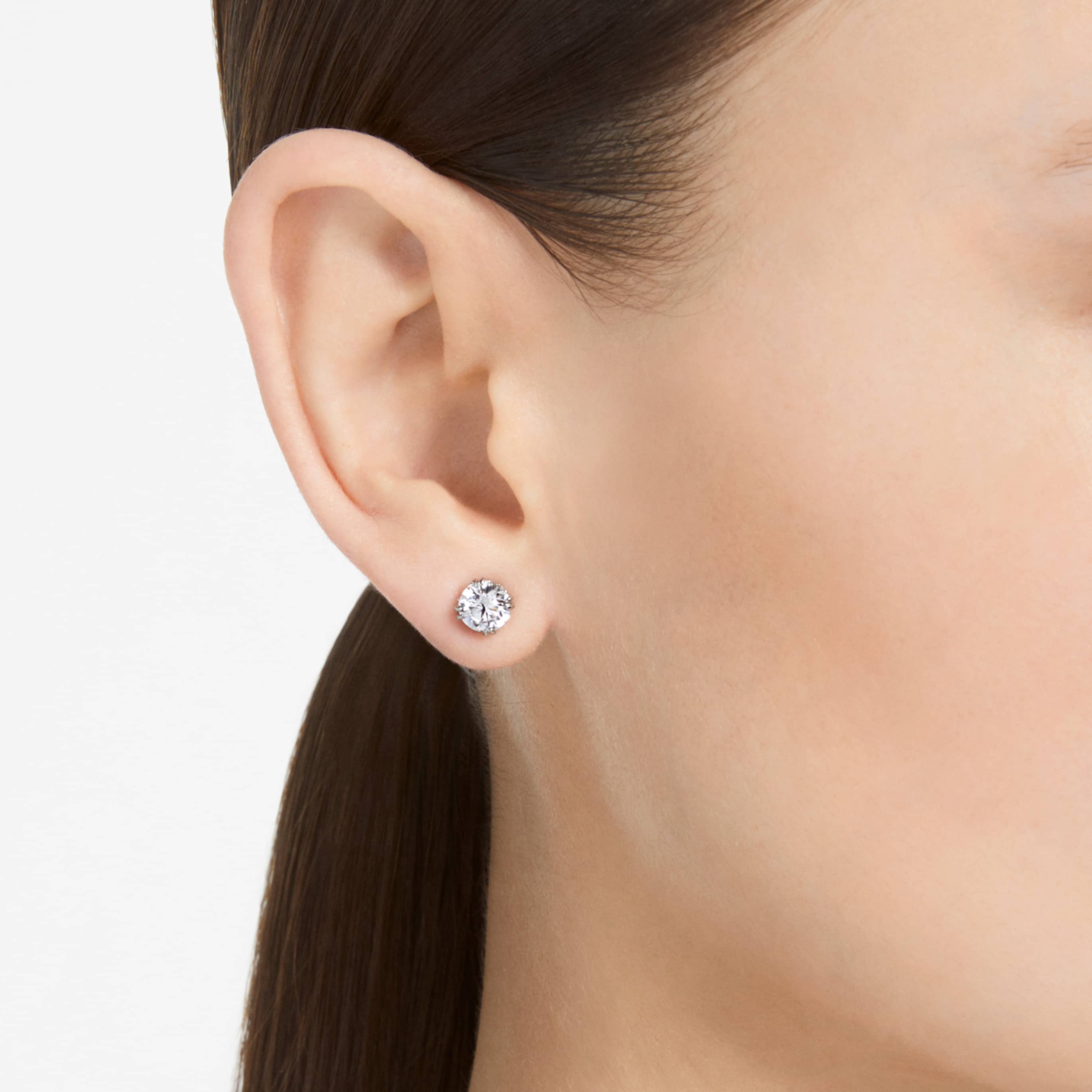 Swarovski Stilla stud earrings Round cut, White, 18K rose gold finish