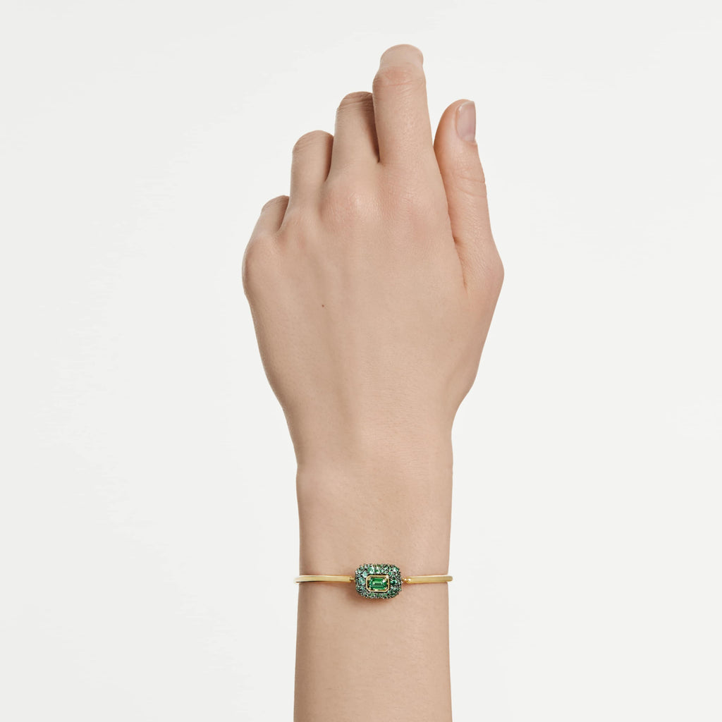 Swarovski Sublima bangle Octagon cut, Green, 18K gold finish
