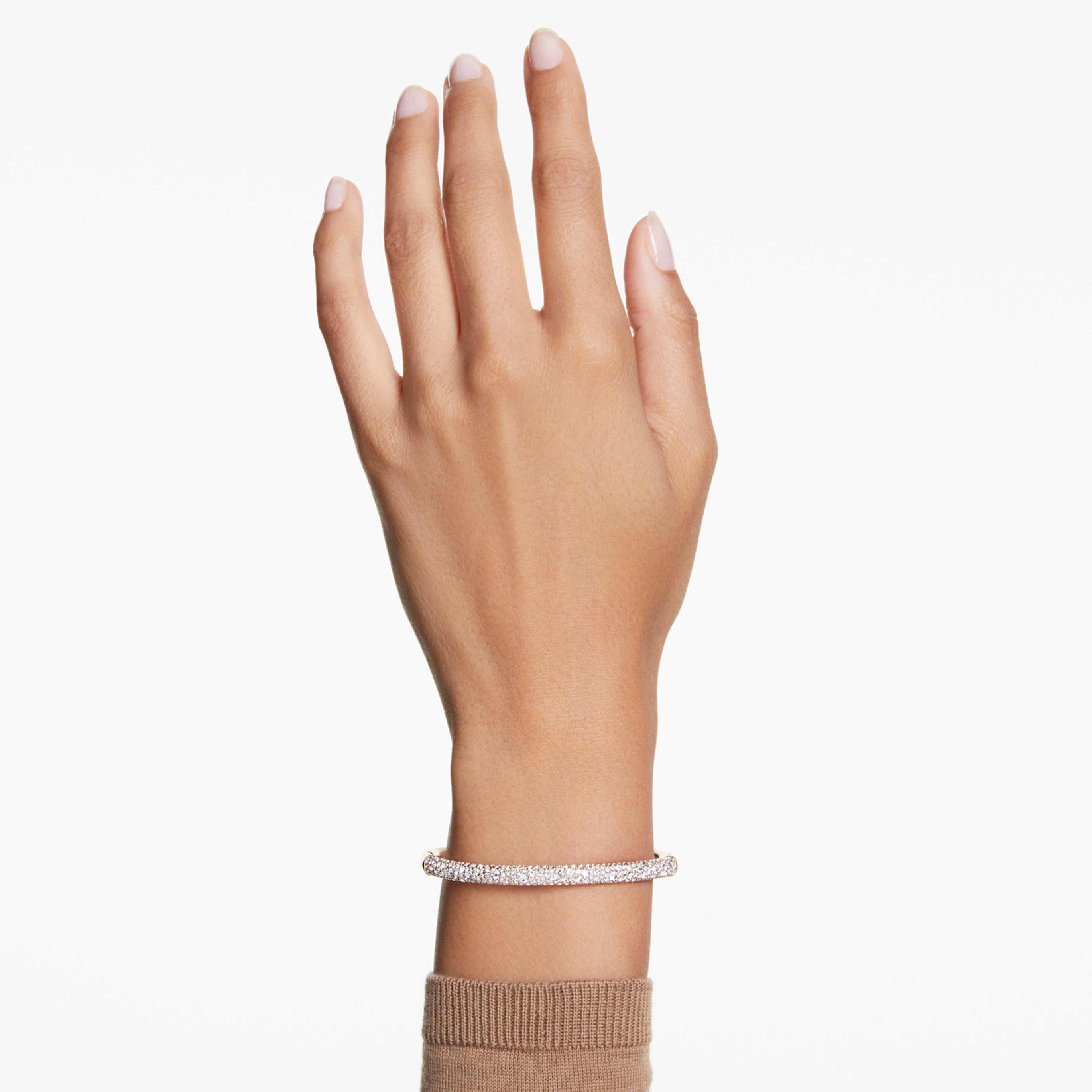 Swarovski Sublima bangle Snow pavé, White, 18K rose gold finish