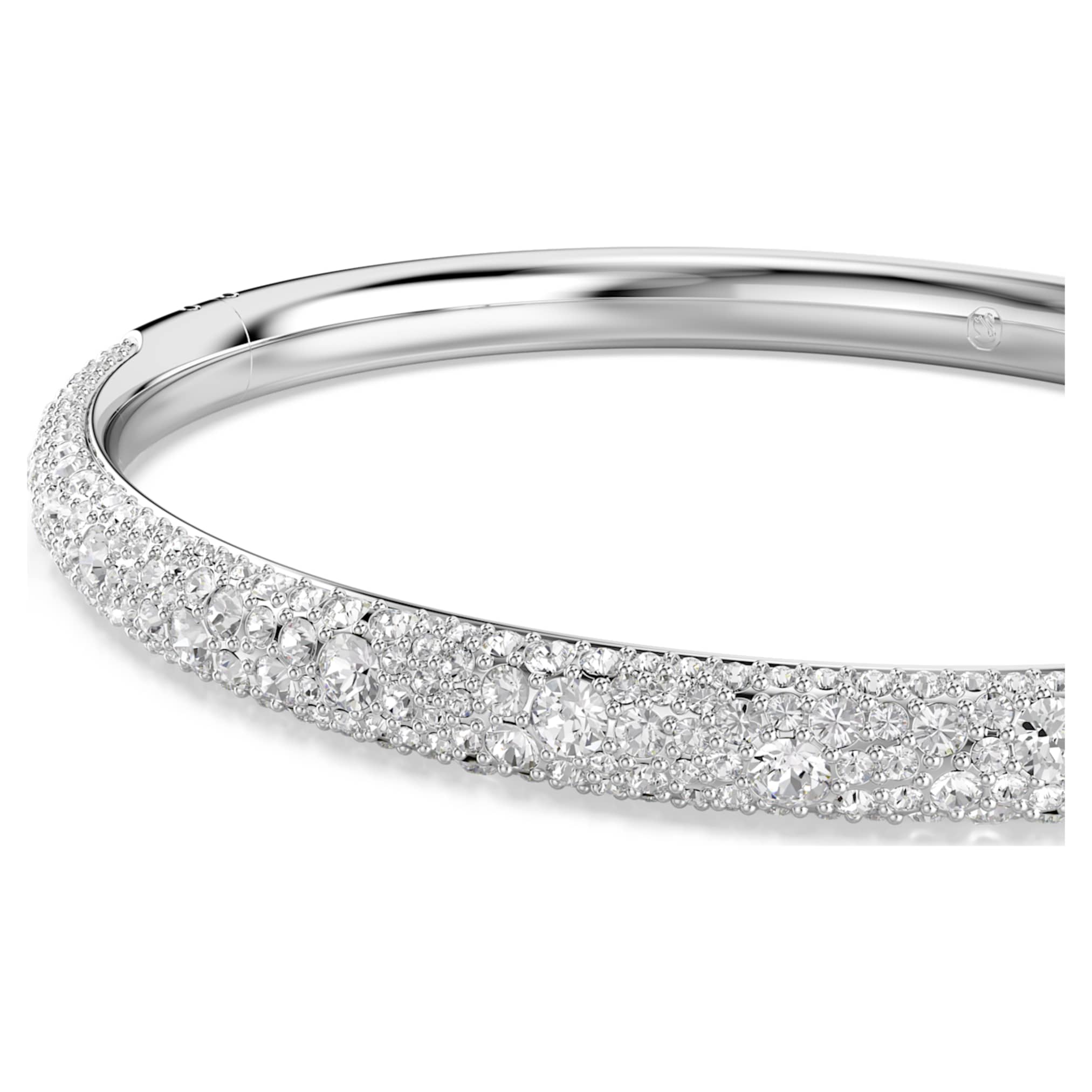 Swarovski Sublima bangle Snow pavé, White, Rhodium plated