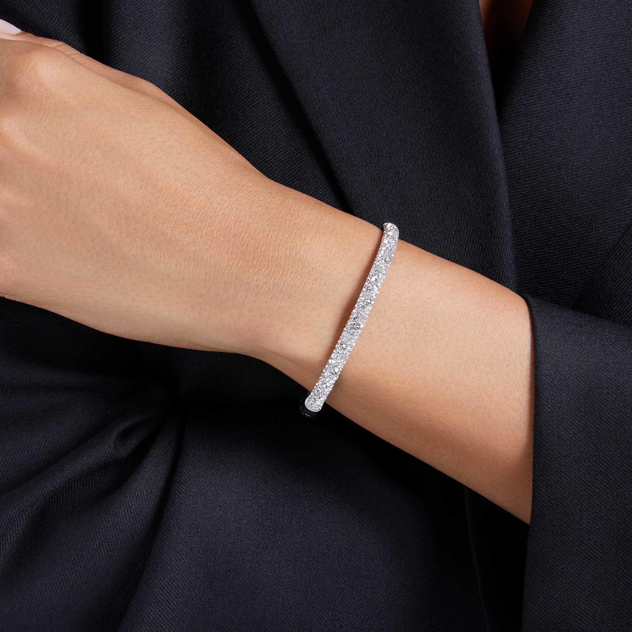 Swarovski Sublima bangle Snow pavé, White, Rhodium plated