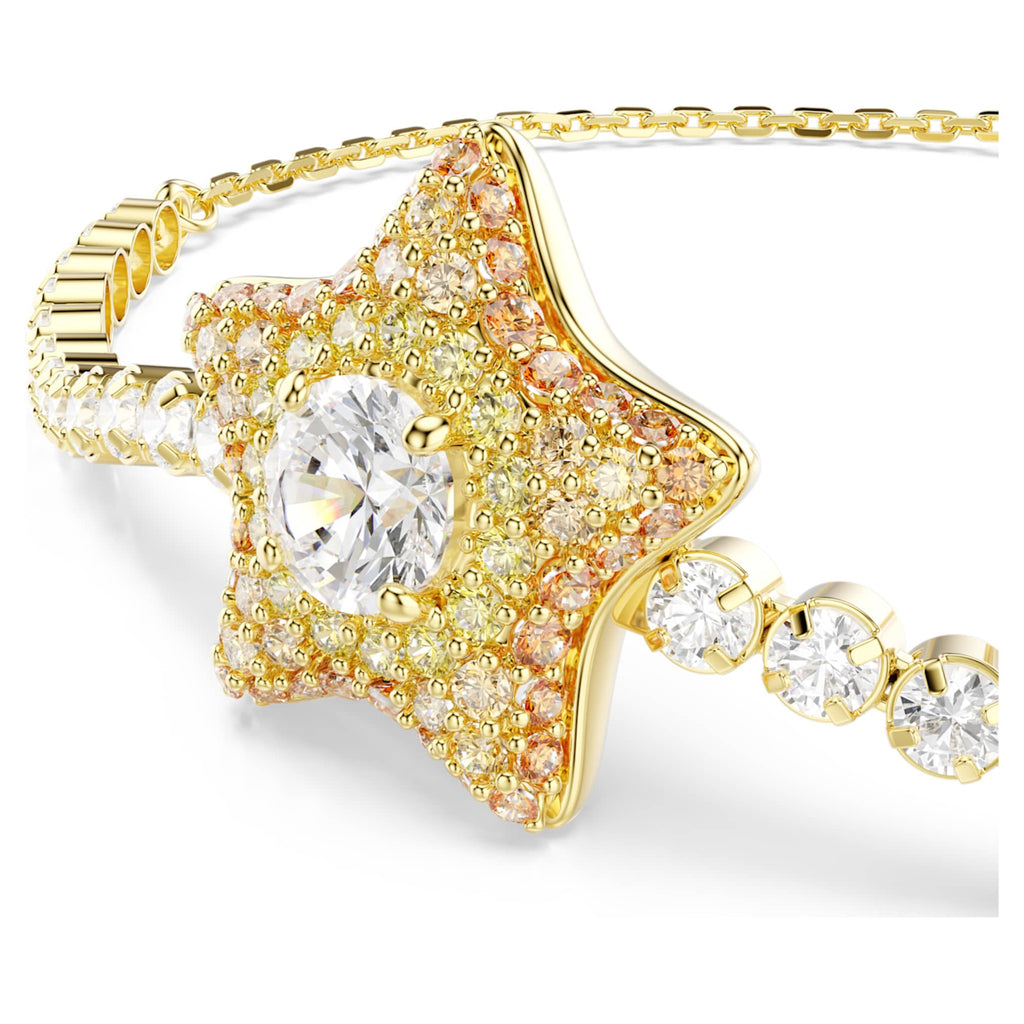 Swarovski Sublima bracelet Round cut, Star, Multicolored, 18K gold finish