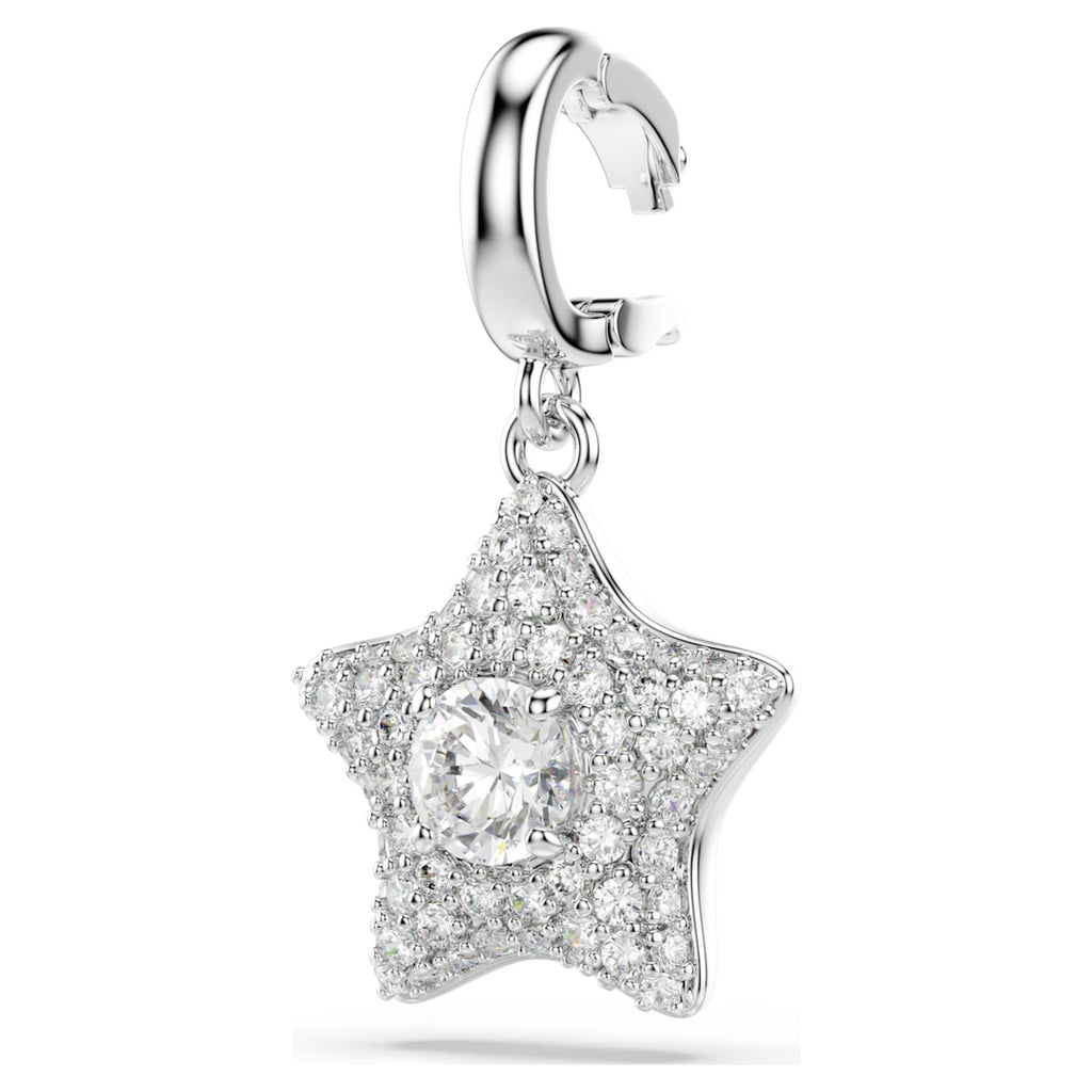 Swarovski Sublima charm Round cut, Star, White, Rhodium plated