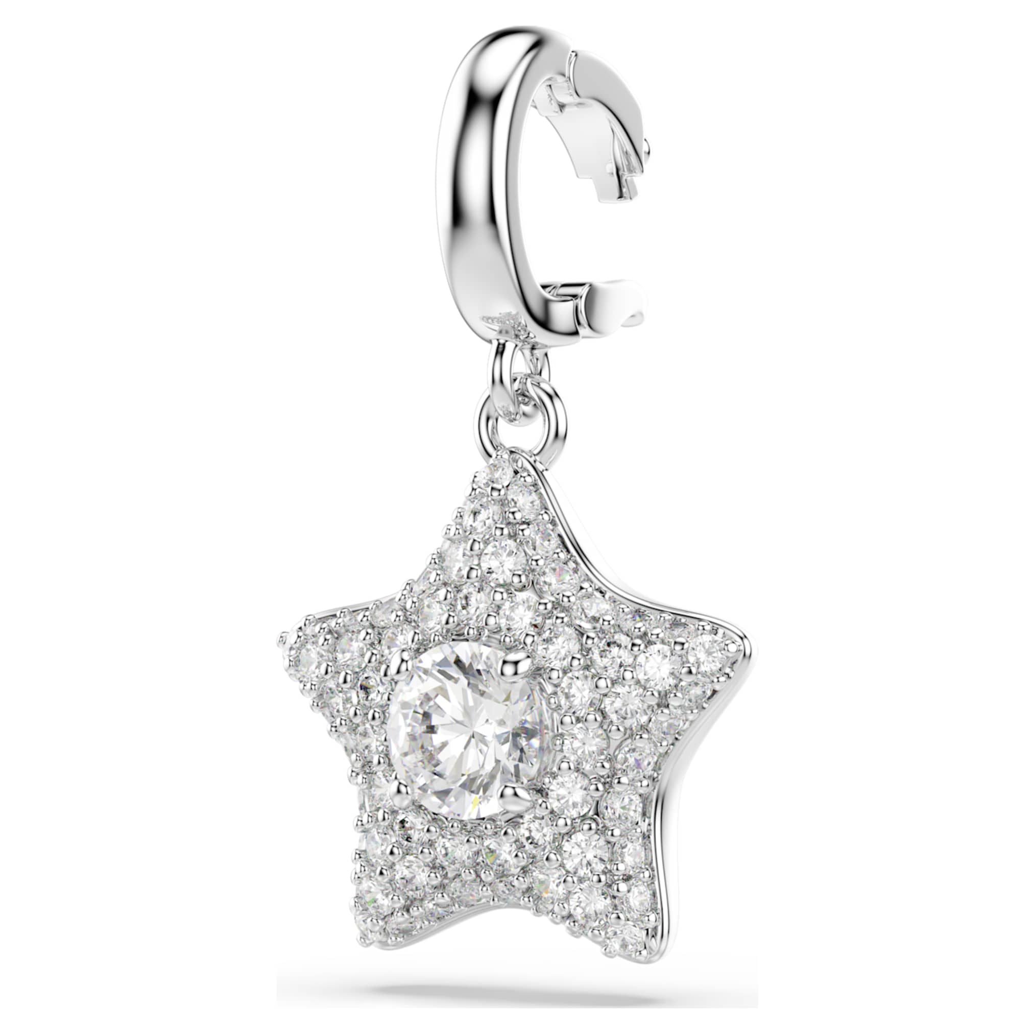 Swarovski Sublima charm Round cut, Star, White, Rhodium plated