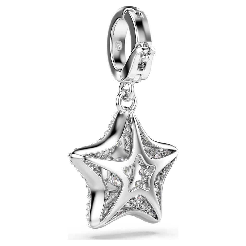 Swarovski Sublima charm Round cut, Star, White, Rhodium plated