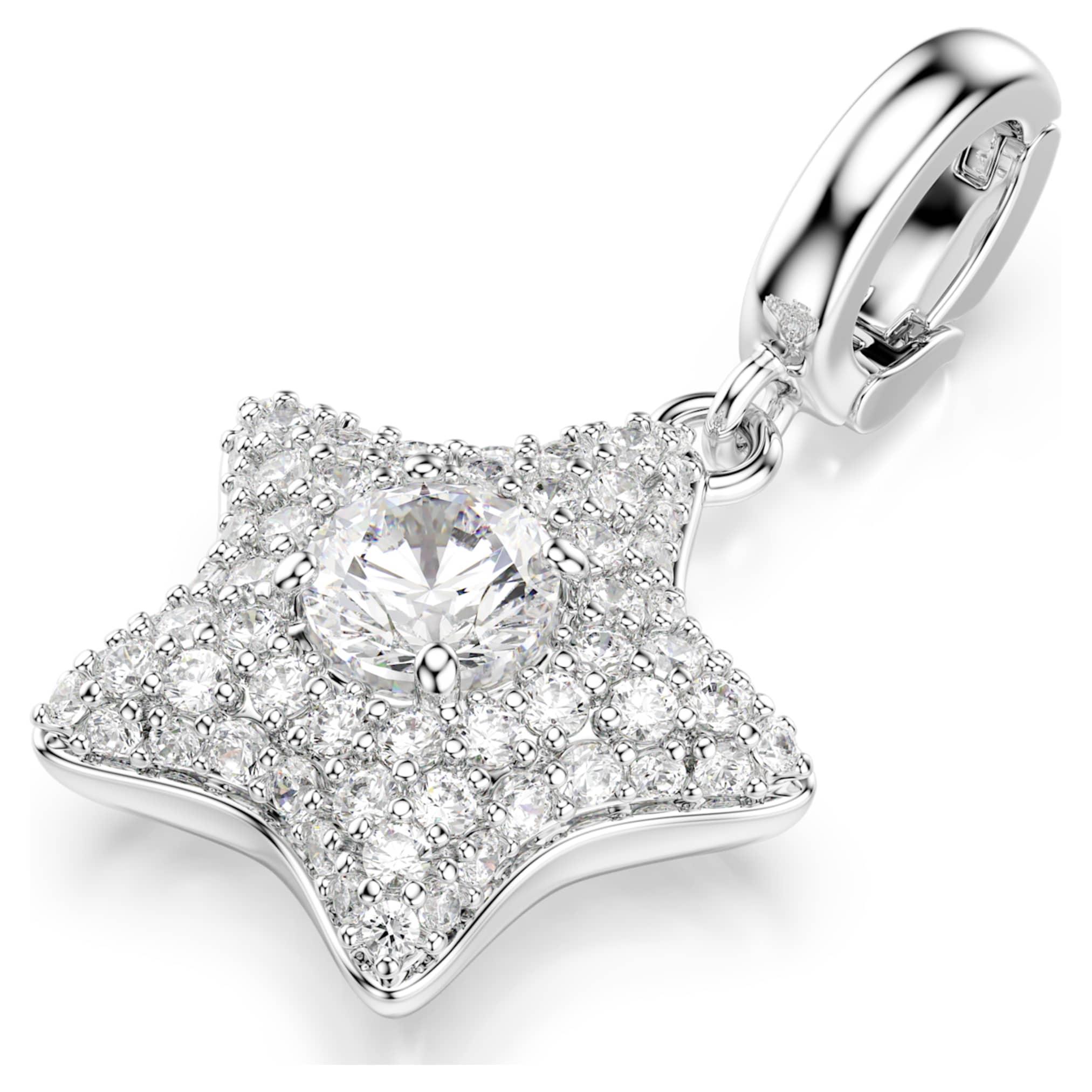 Swarovski Sublima charm Round cut, Star, White, Rhodium plated