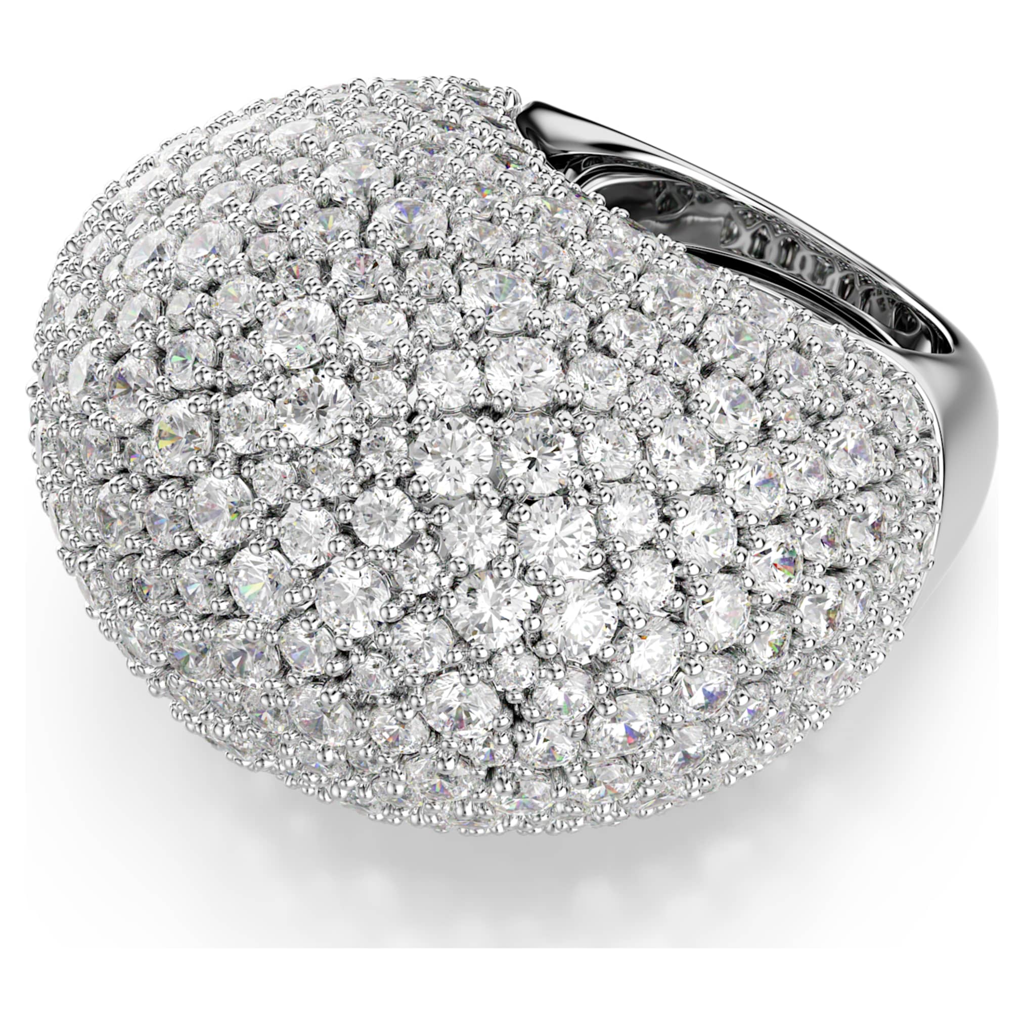 Swarovski Sublima cocktail ring Large, White, Rhodium plated