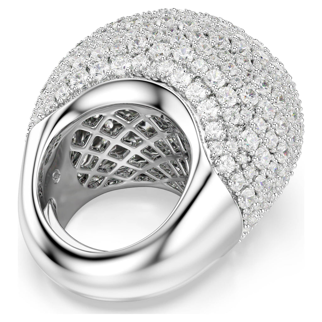 Swarovski Sublima cocktail ring Large, White, Rhodium plated