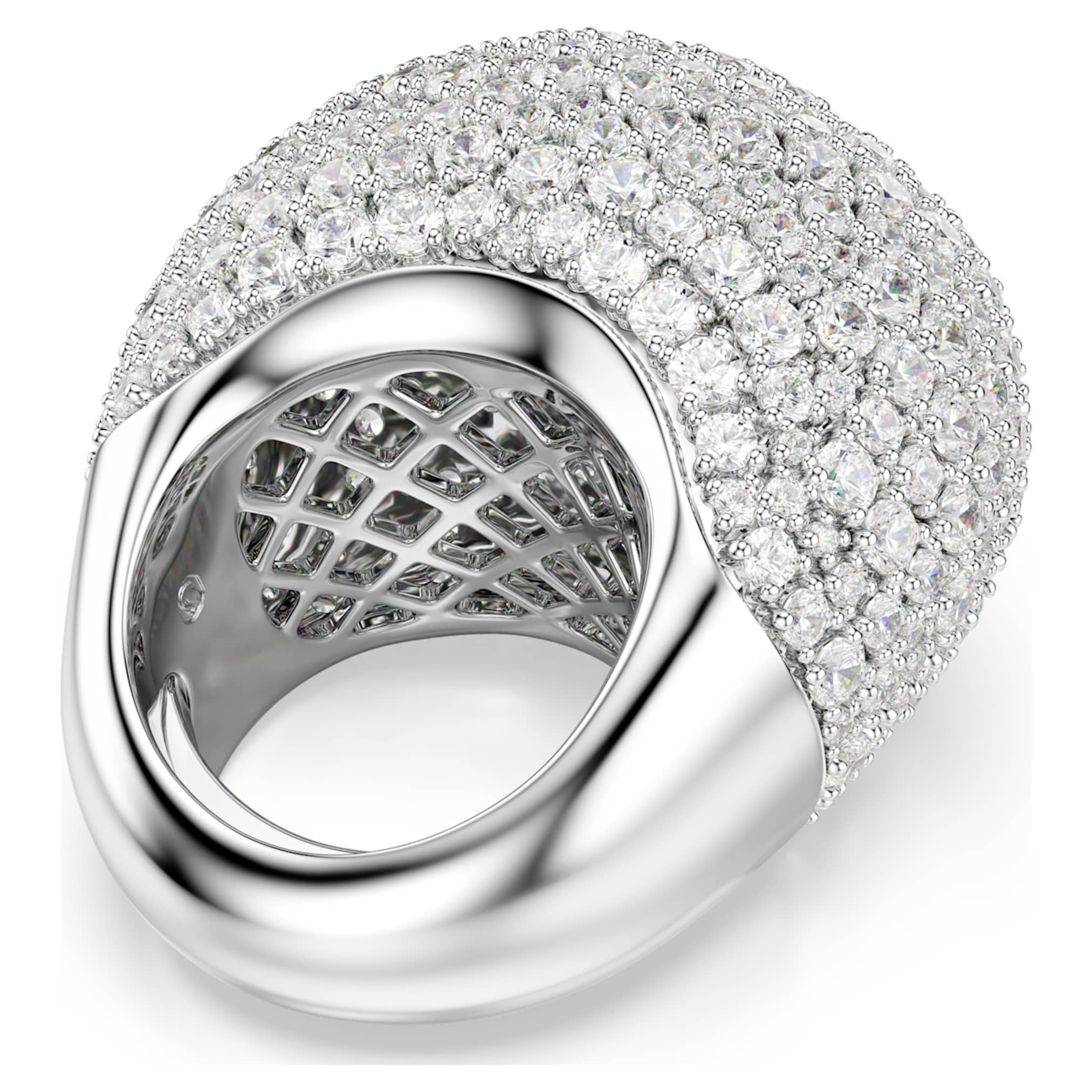 Swarovski Sublima cocktail ring Large, White, Rhodium plated