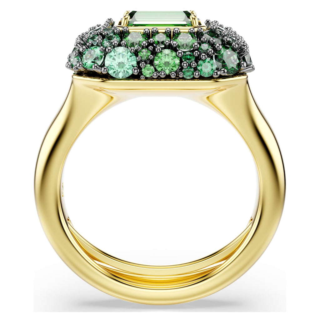 Swarovski Sublima cocktail ring Octagon cut, Green, 18K gold finish