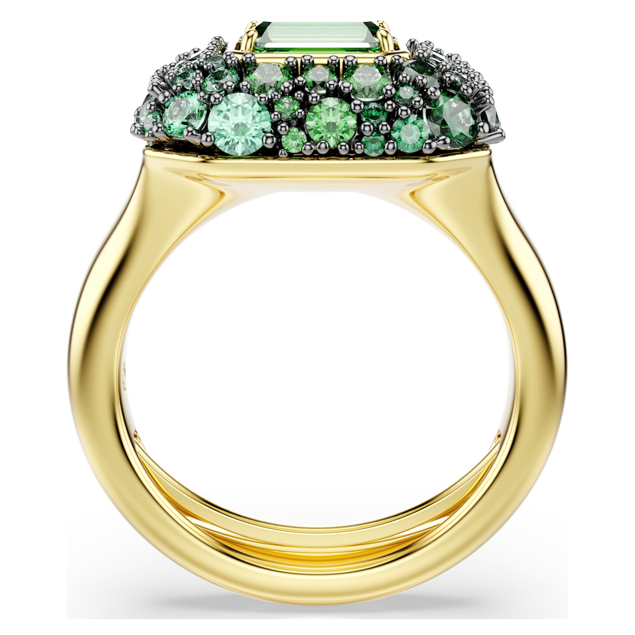 Swarovski Sublima cocktail ring Octagon cut, Green, 18K gold finish