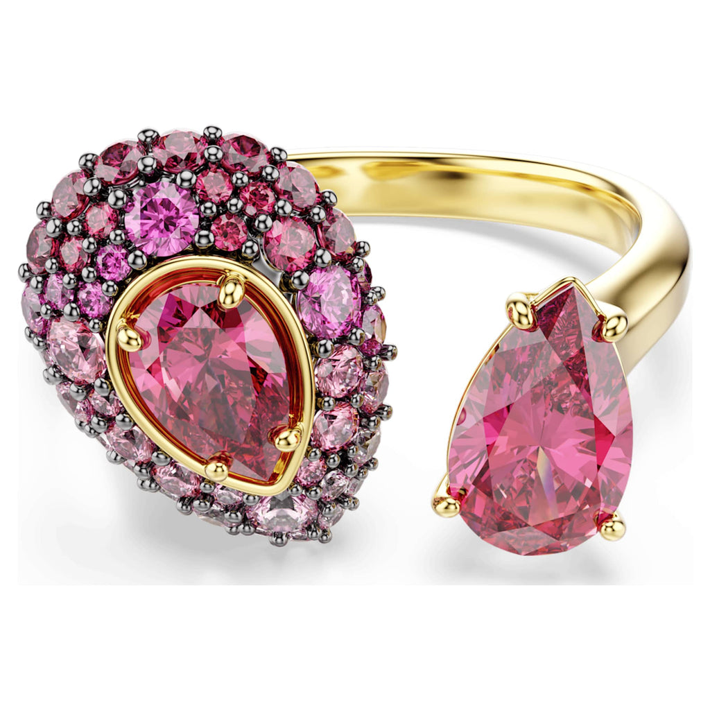 Swarovski Sublima cocktail ring Pear cut, Red, 18K gold finish