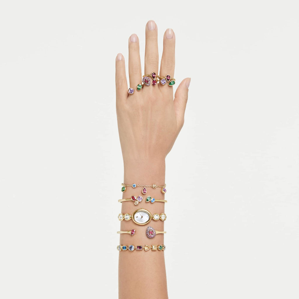 Swarovski Sublima cocktail ring Pear cut, Red, 18K gold finish