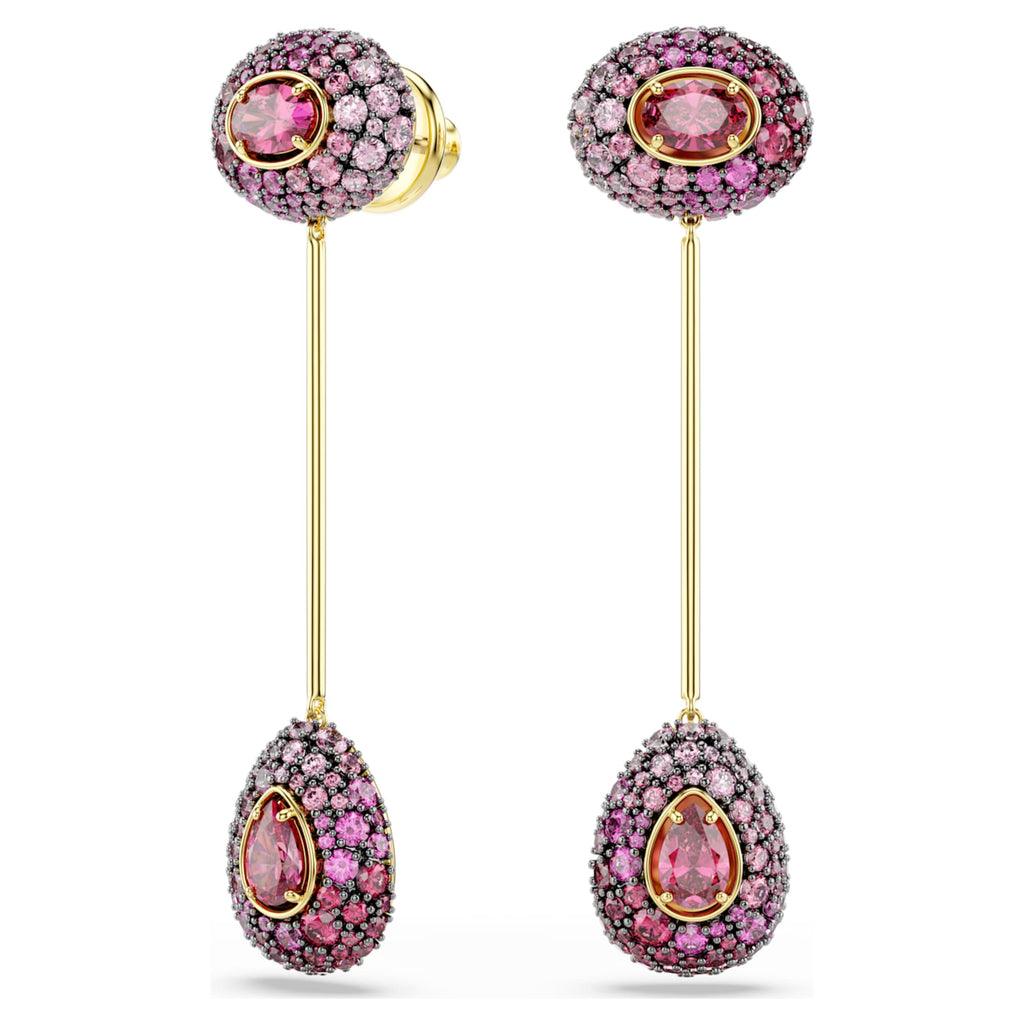 Swarovski Sublima drop earrings Pear cut, Red, 18K gold finish