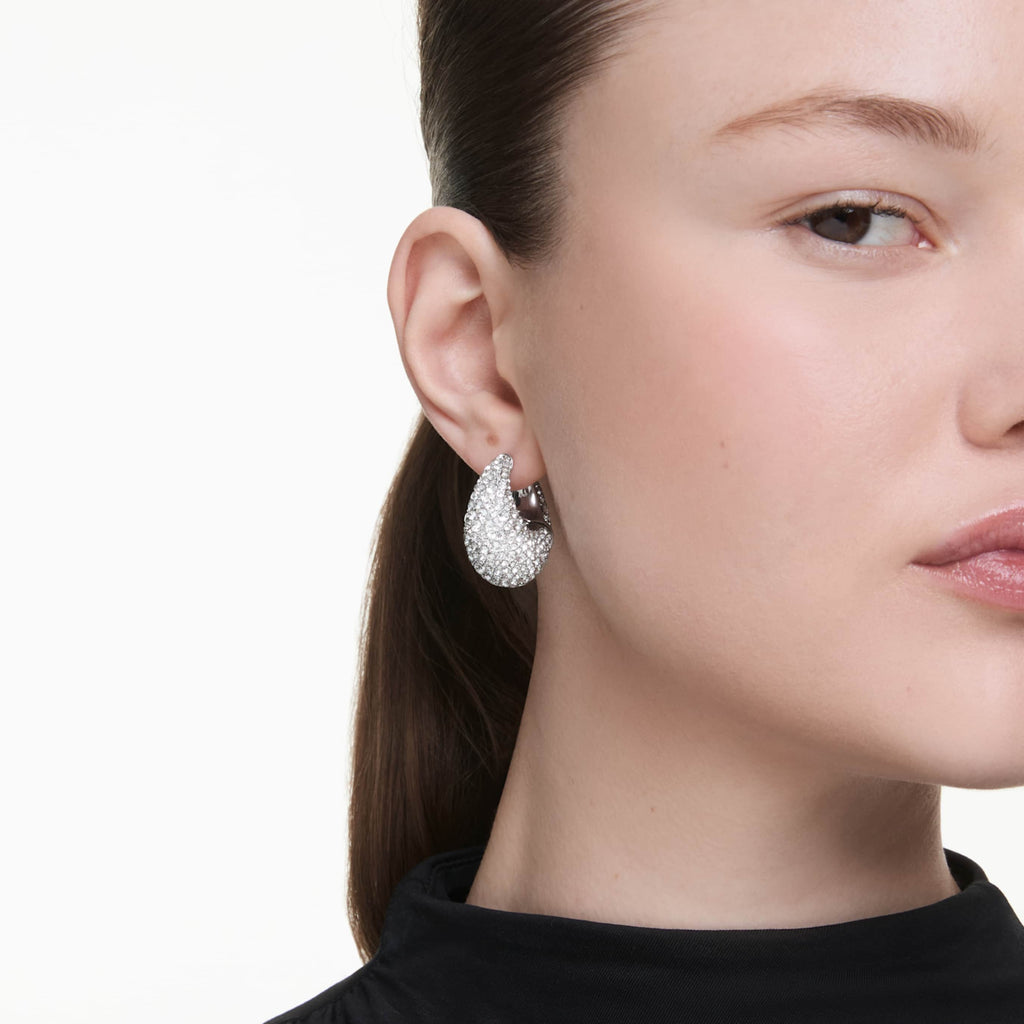 Swarovski Sublima earrings Large, White, Rhodium plated