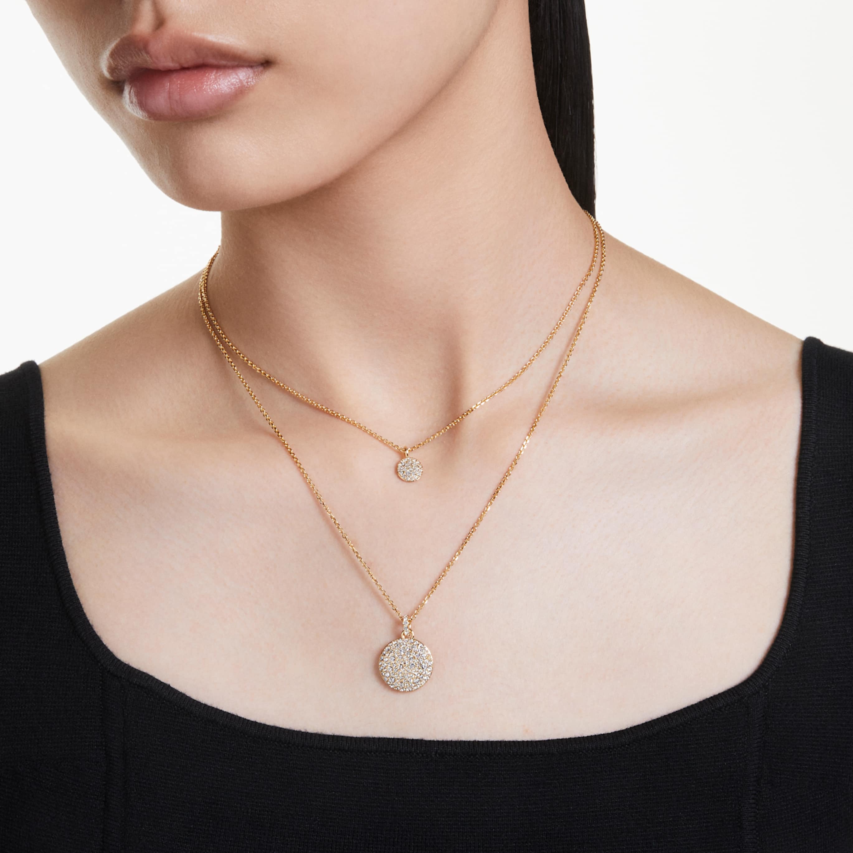 Swarovski Sublima layered pendant White, 18K gold finish