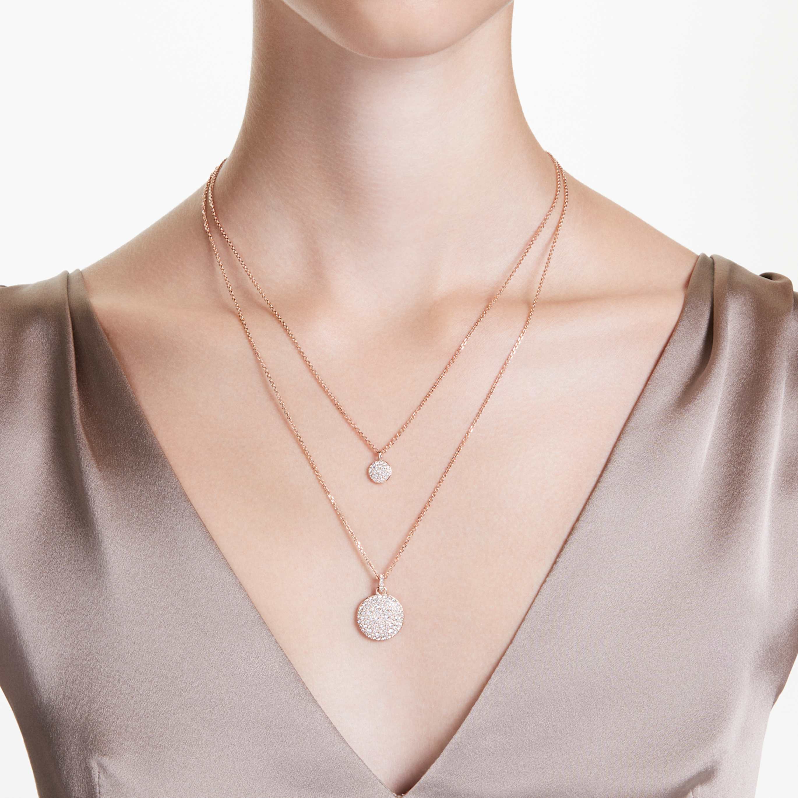 Swarovski Sublima layered pendant White, 18K rose gold finish