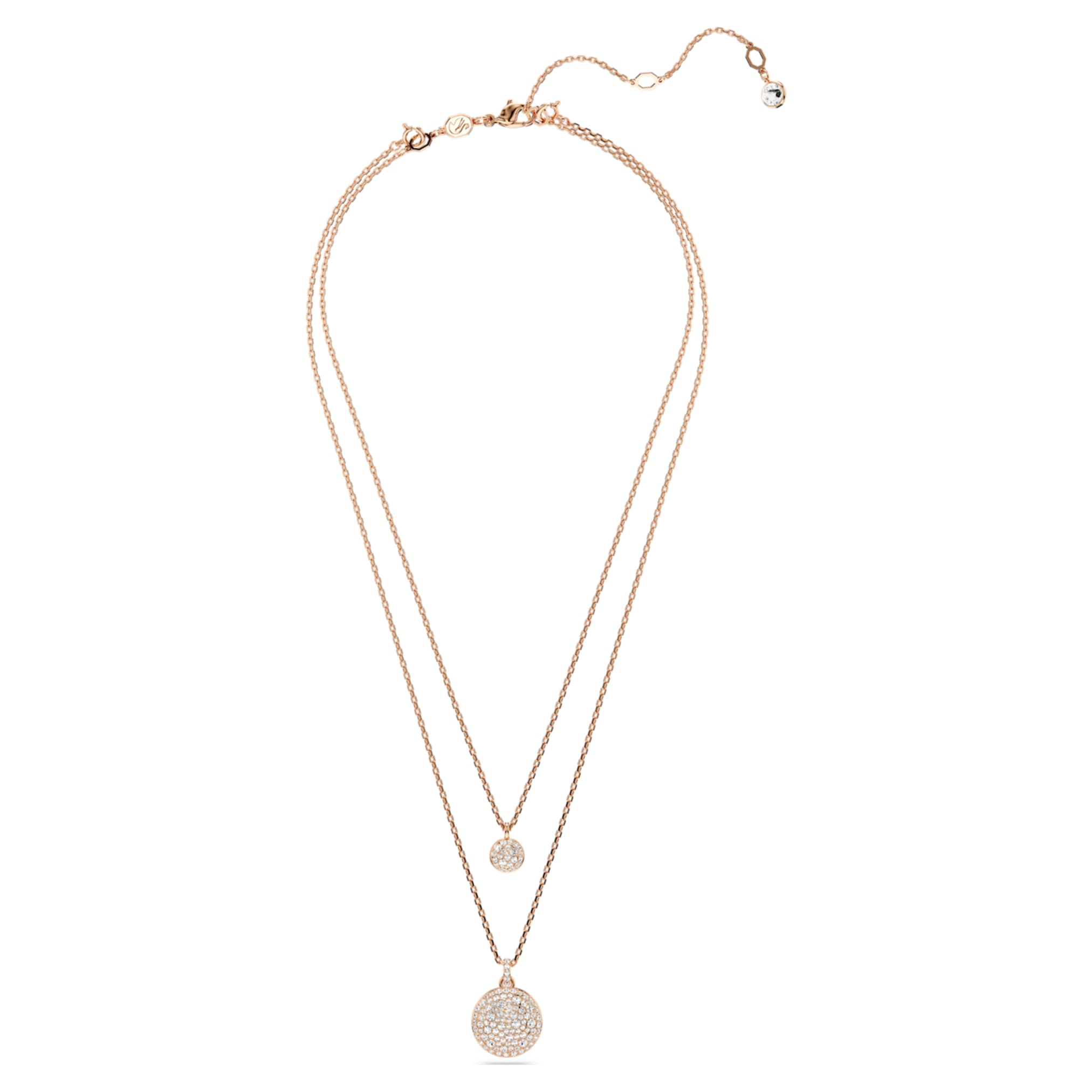 Swarovski Sublima layered pendant White, 18K rose gold finish