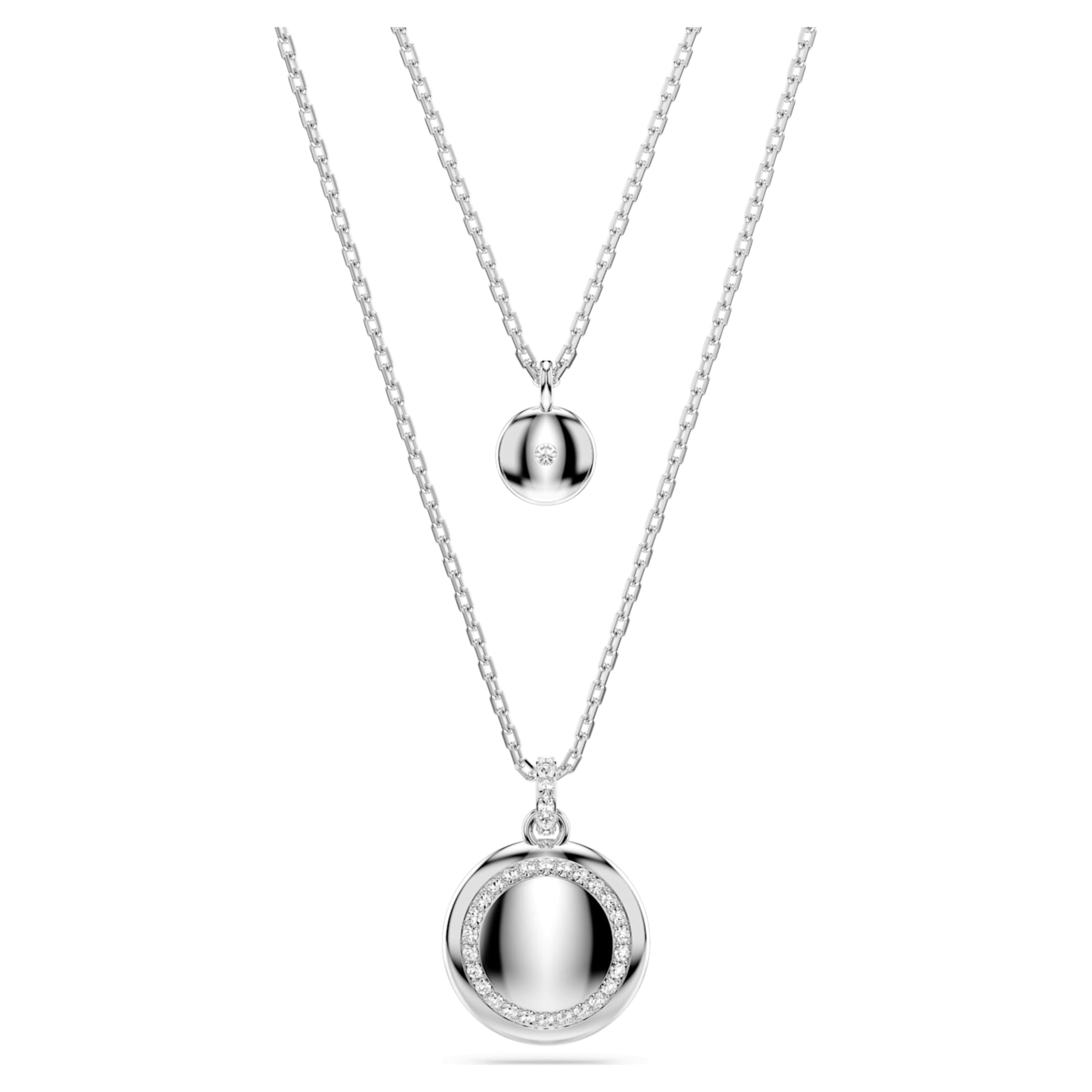 Swarovski Sublima layered pendant White, Rhodium plated