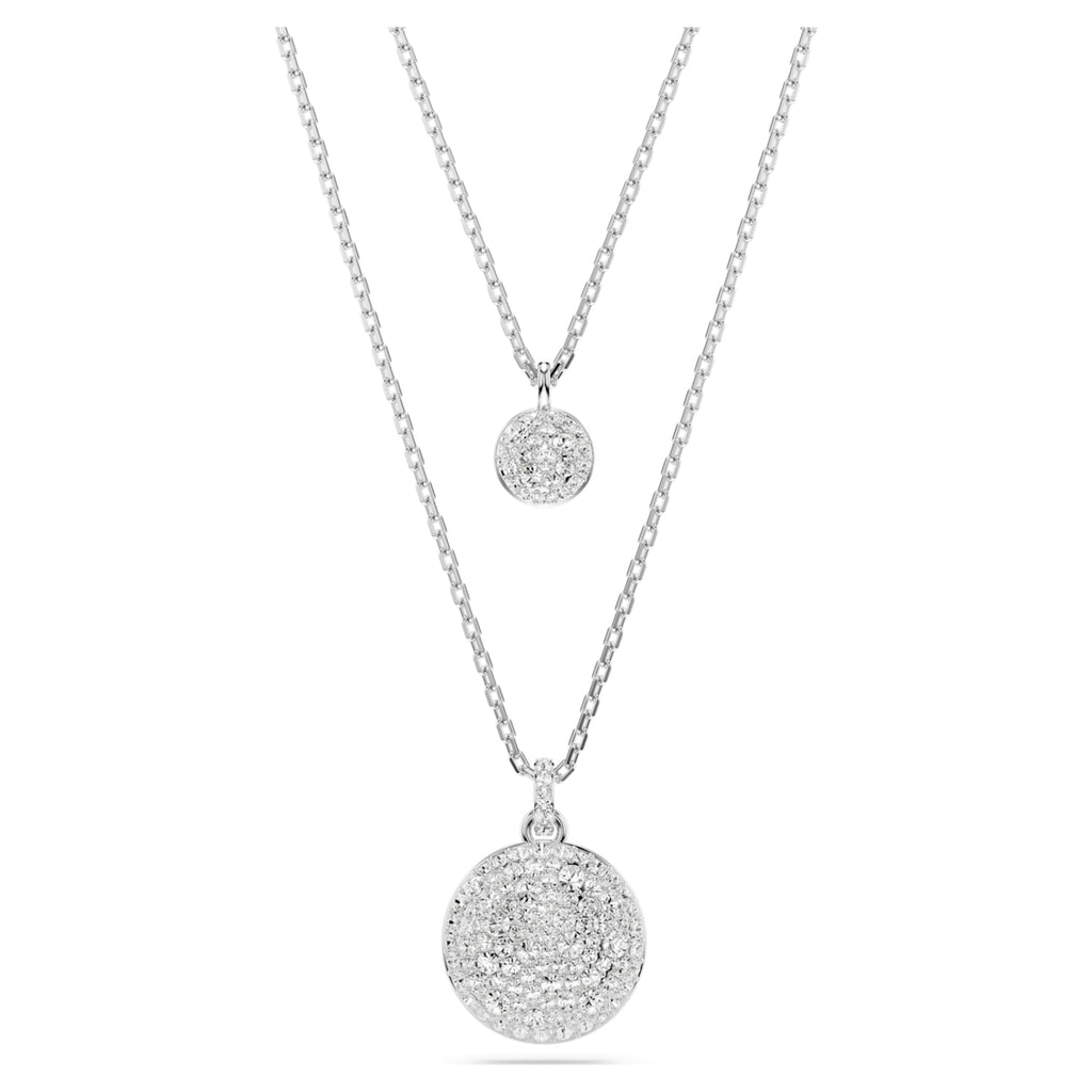 Swarovski Sublima layered pendant White, Rhodium plated