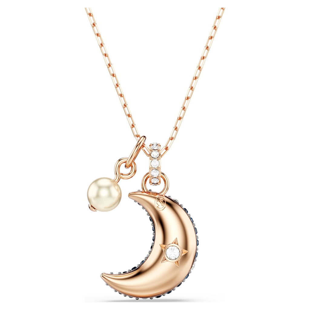 Swarovski Sublima pendant Crystal pearl, Moon, Multicolored, 18K rose gold finish