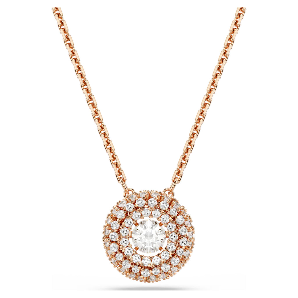Swarovski Sublima pendant Round cut, White, 18K rose gold finish